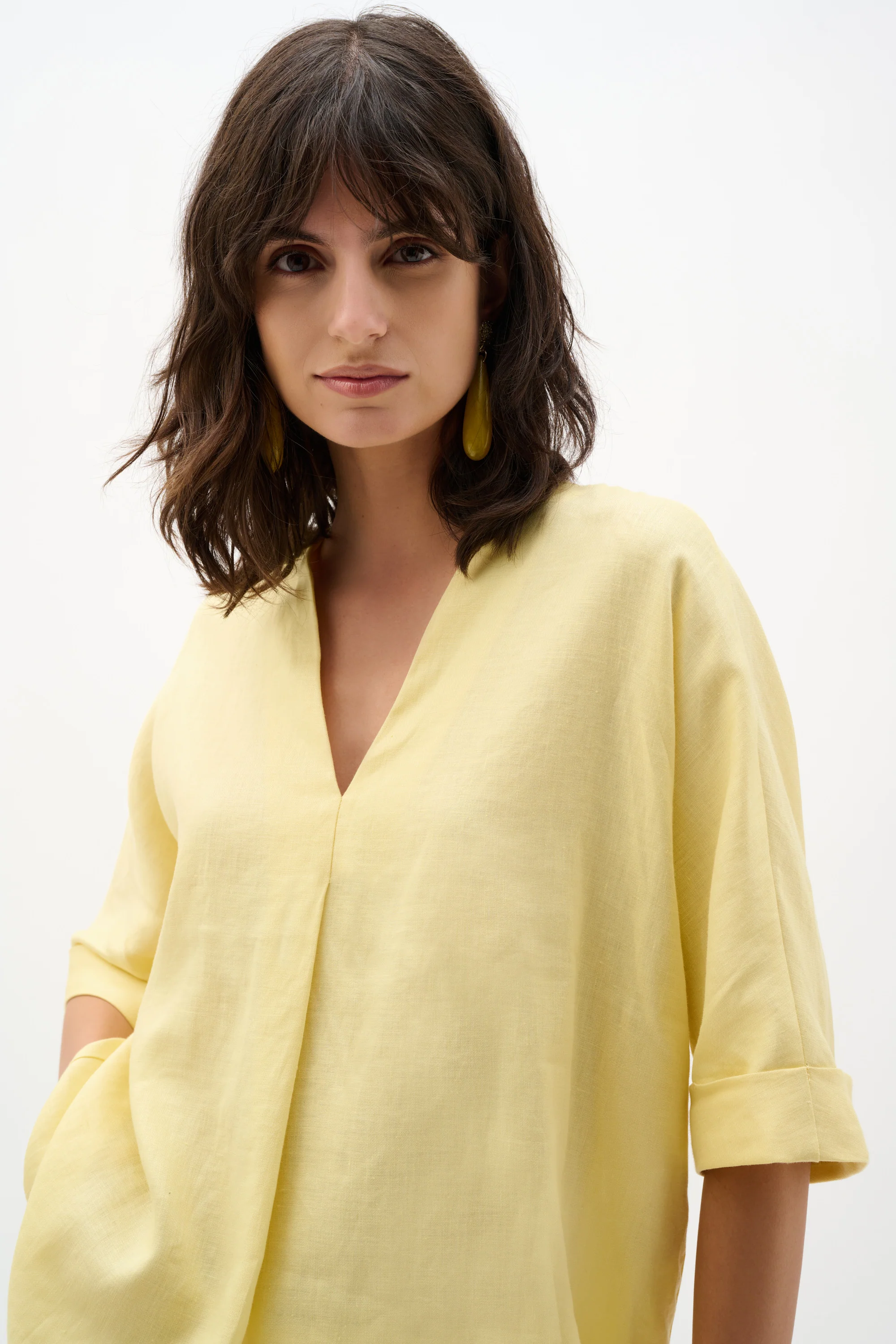 Joseph Ribkoff Linen Straight Top With V-notch neckline Style 262939 - Image 7