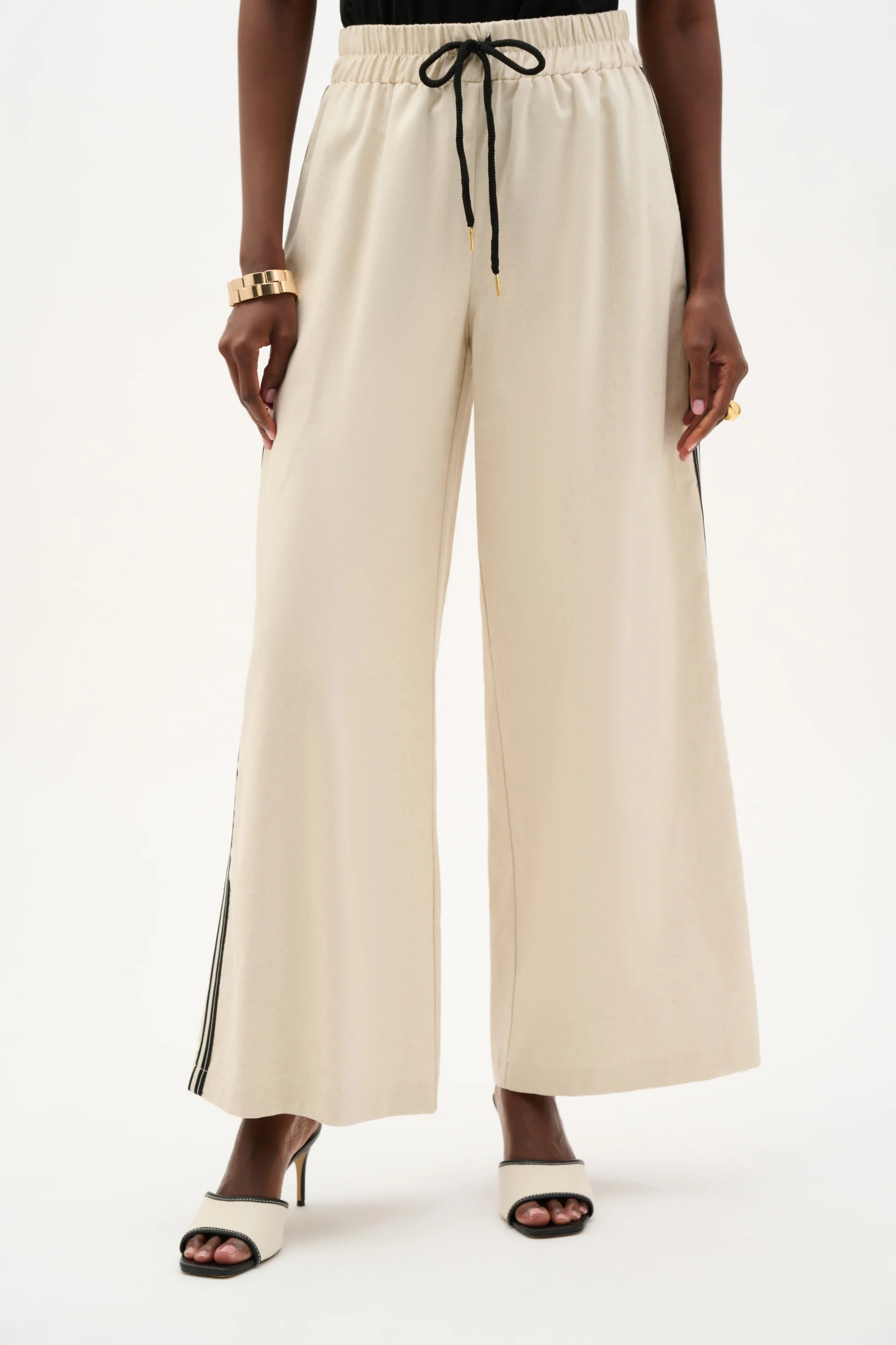 Joseph Ribkoff Linen Wide Leg Pull-On Pants With Side Stripe Style 262099