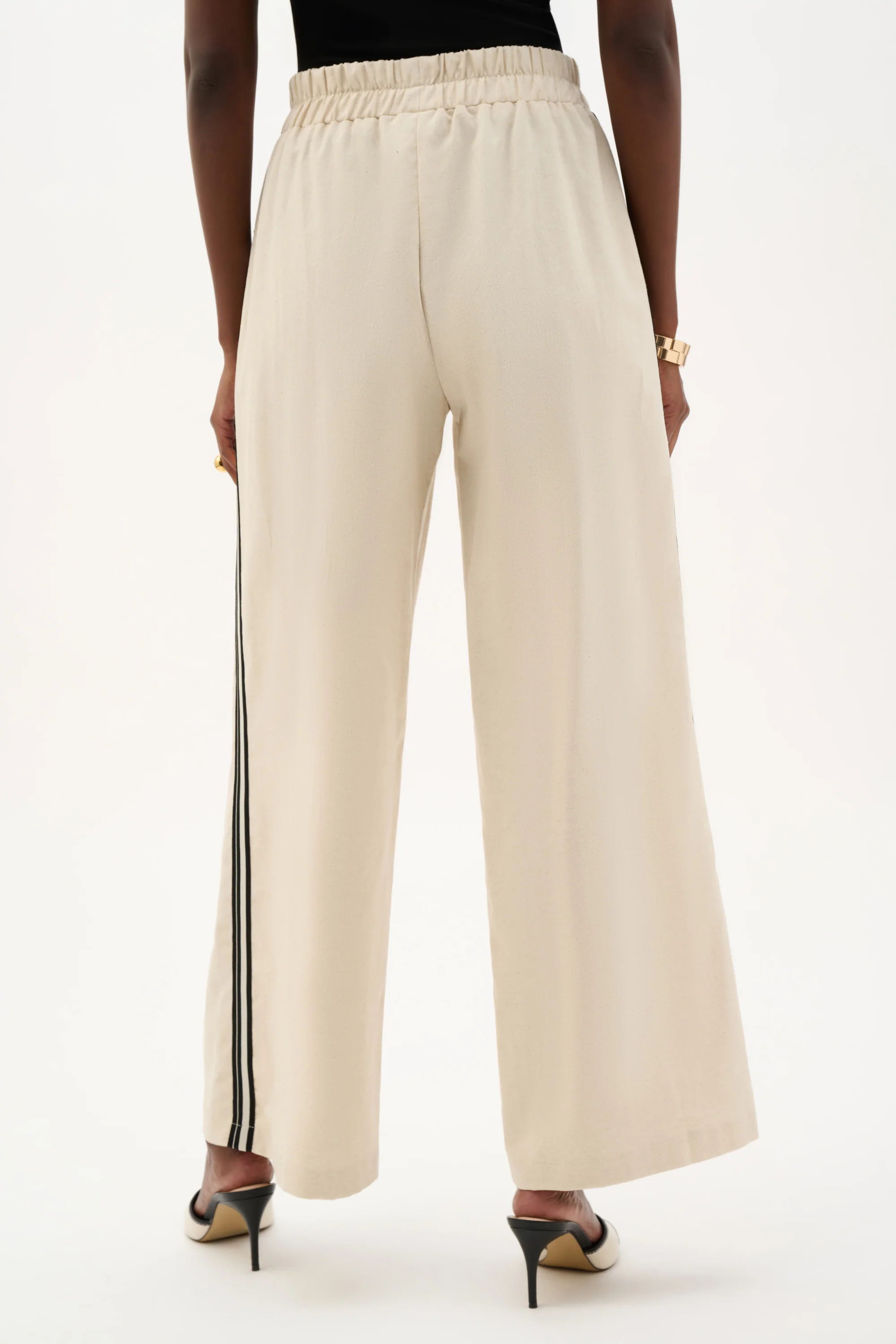 Joseph Ribkoff Linen Wide Leg Pull-On Pants With Side Stripe Style 262099 - Image 3