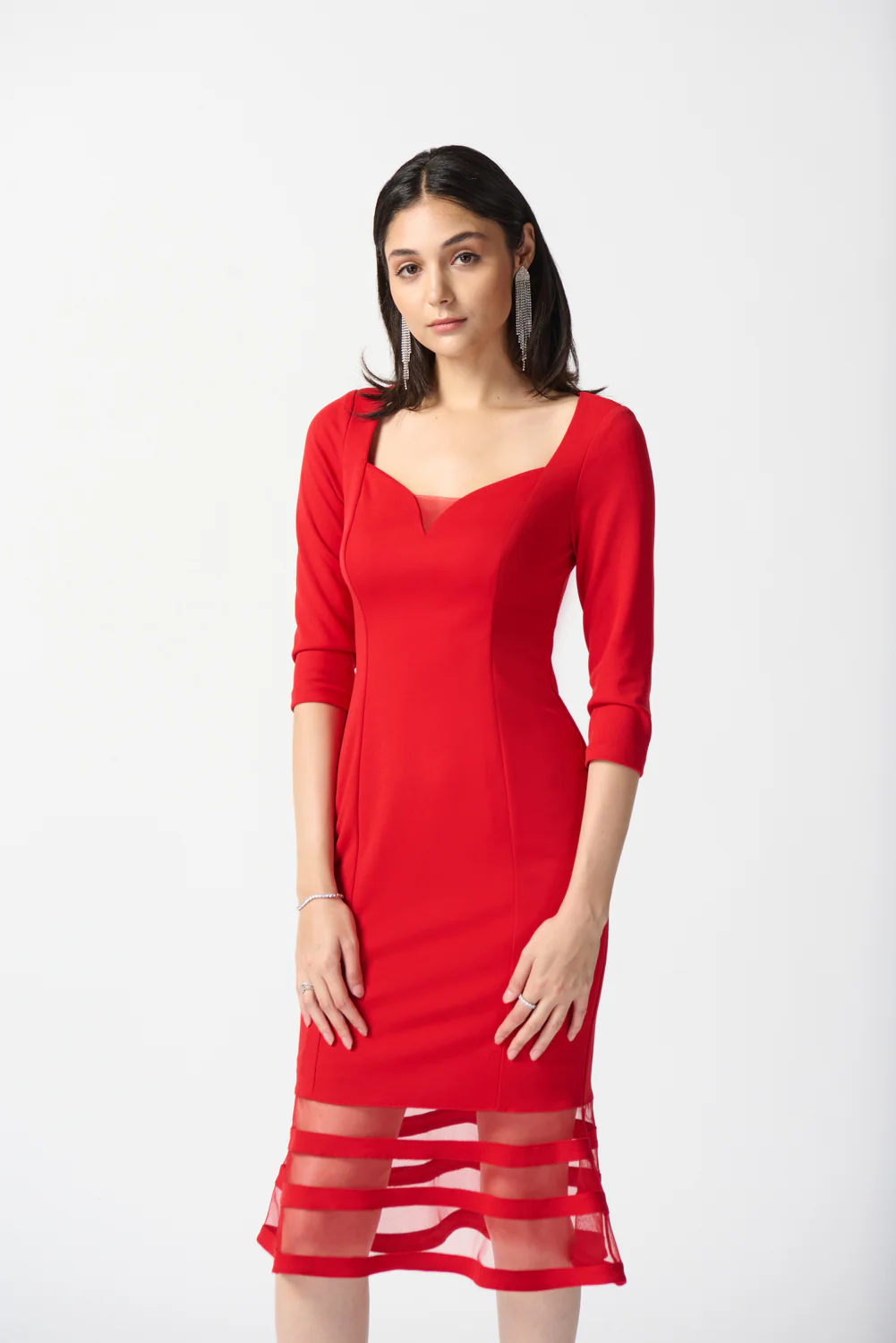 Joseph Ribkoff Lipstick Red Midi Dress Style 233706 - Image 3