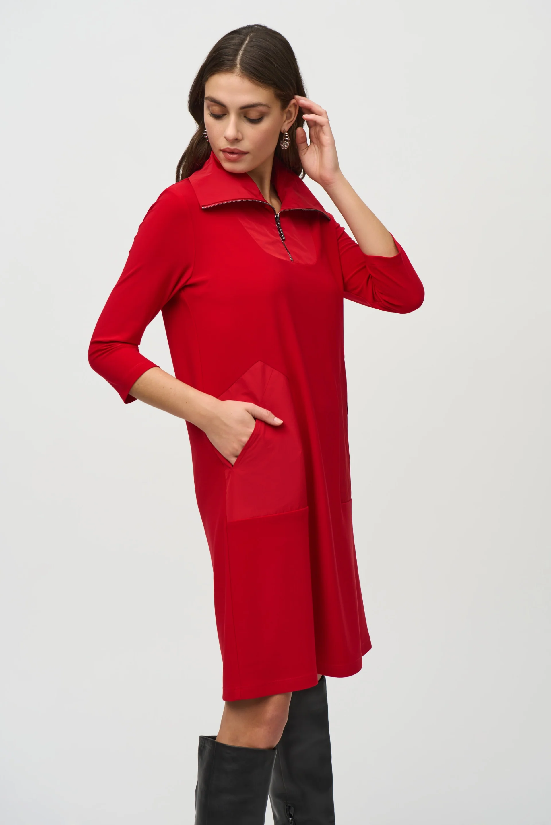 Joseph Ribkoff Lipstick Red Straight Dress Style 244045 - Image 2