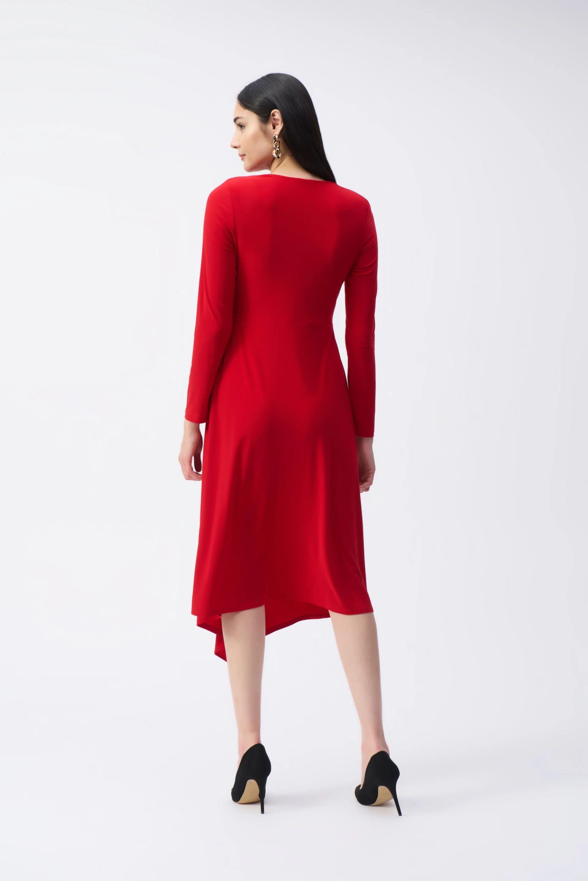 Joseph Ribkoff Lipstick Red Wrap Dress Style 243282 - Image 3