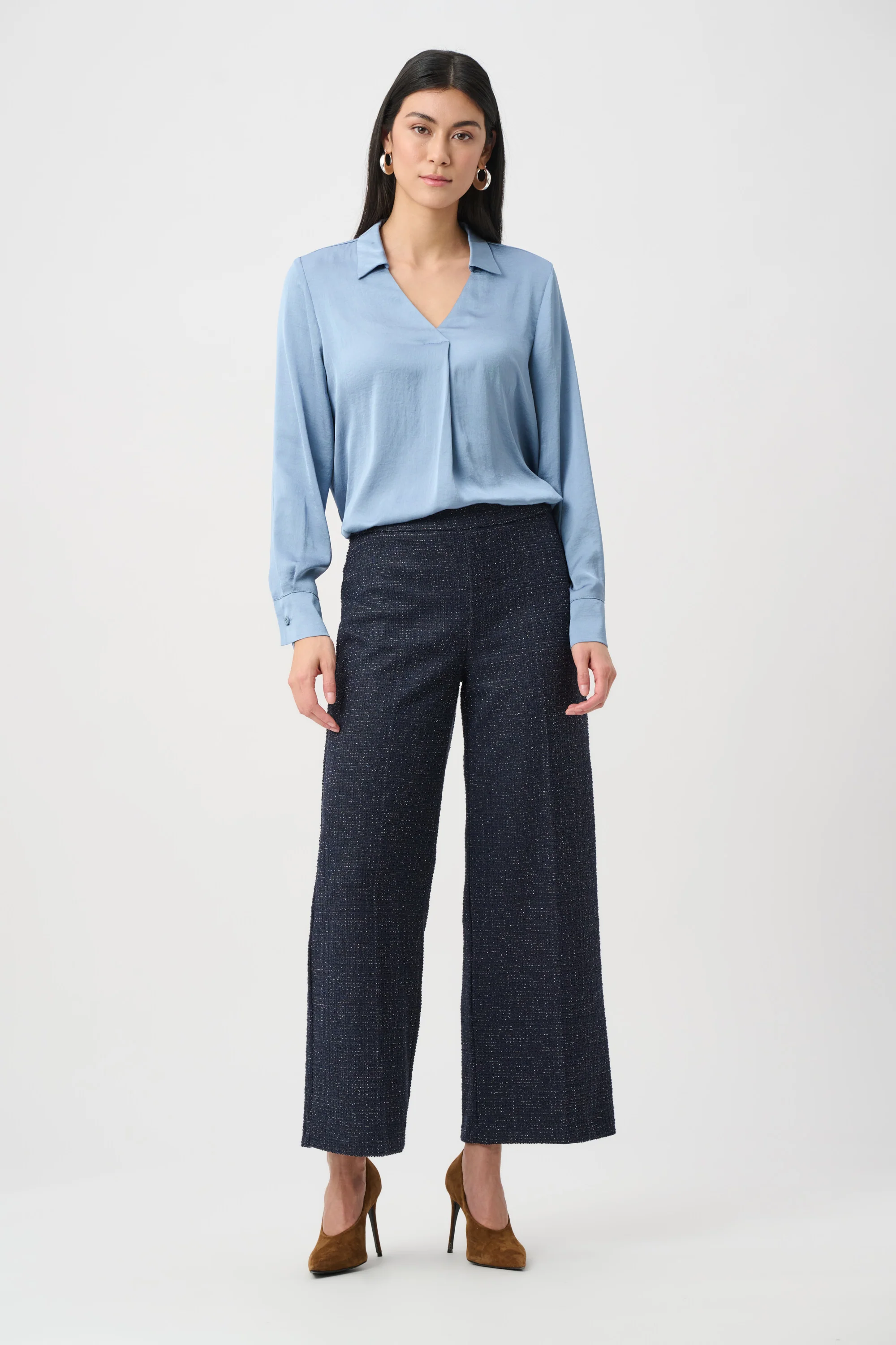 Joseph Ribkoff Lurex Boucle Wide-Leg Pull-On Pants Style 263215 - Image 2