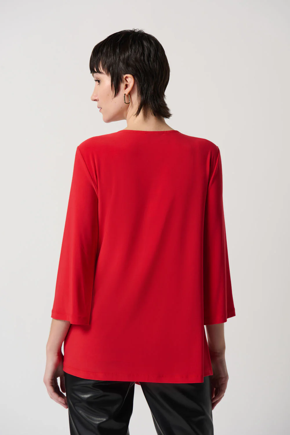 Joseph Ribkoff Magma Red Bell Sleeves Asymmetrical Tunic Style 231173 - Image 2