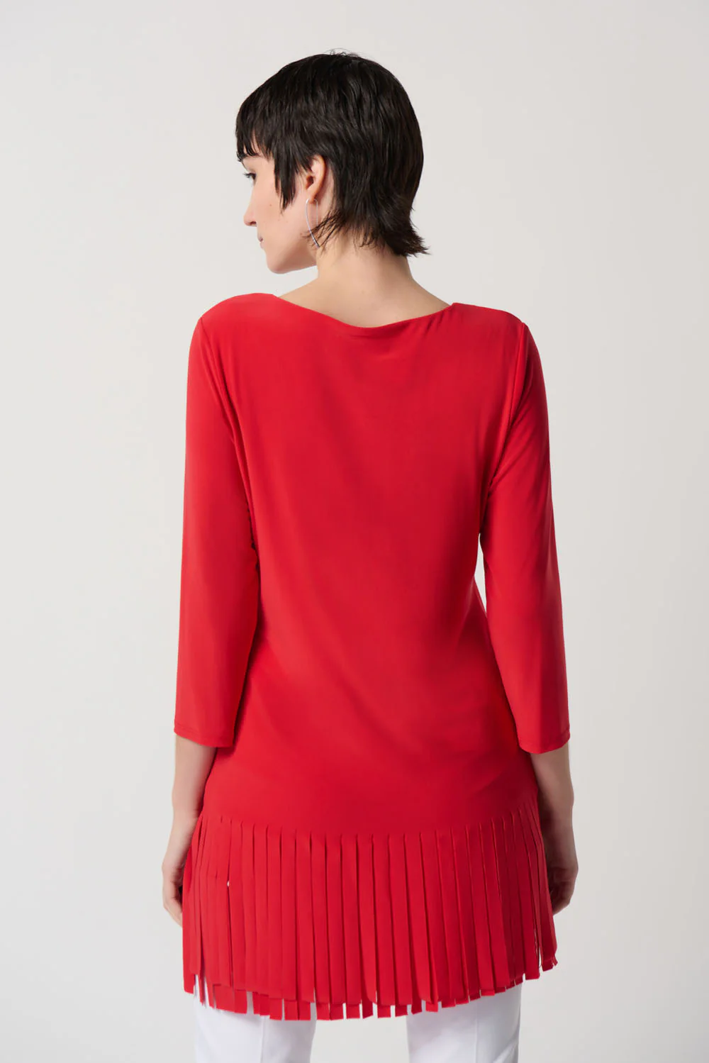 Joseph Ribkoff Magma Red Fringed Hem Tunic Style 231232 - Image 2