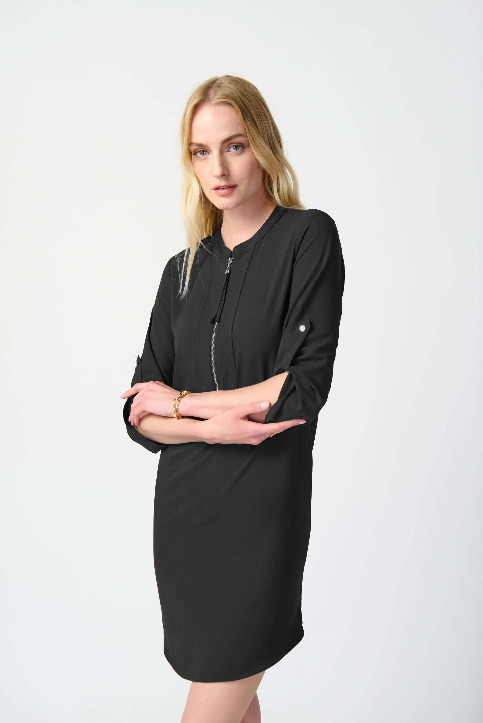 Joseph Ribkoff Mandarin Collar Straight Dress Style 232201S25 - Image 11