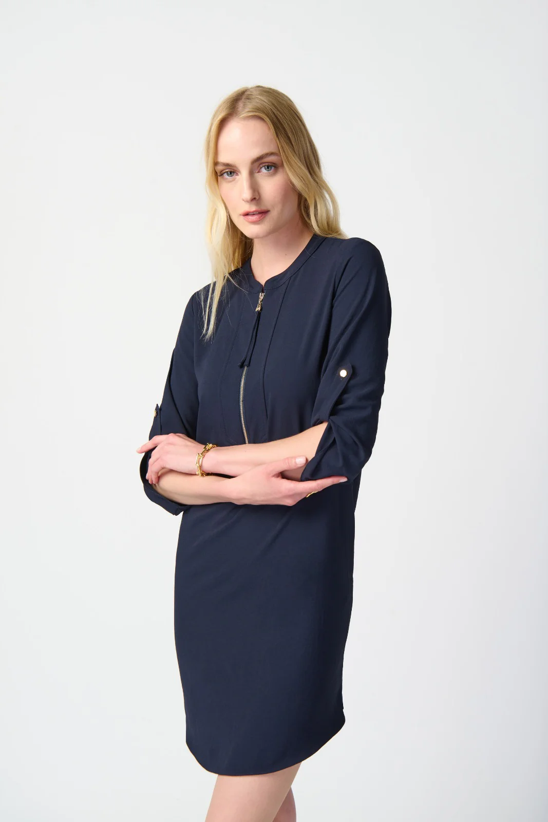 Joseph Ribkoff Mandarin Collar Straight Dress Style 232201S25 - Image 2