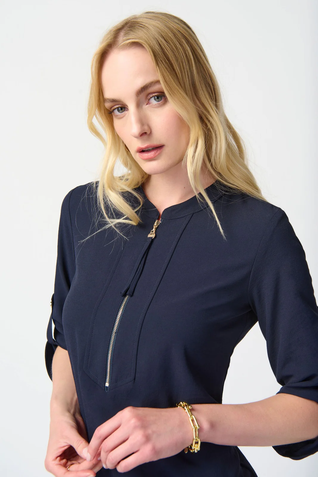 Joseph Ribkoff Mandarin Collar Straight Dress Style 232201S25 - Image 3