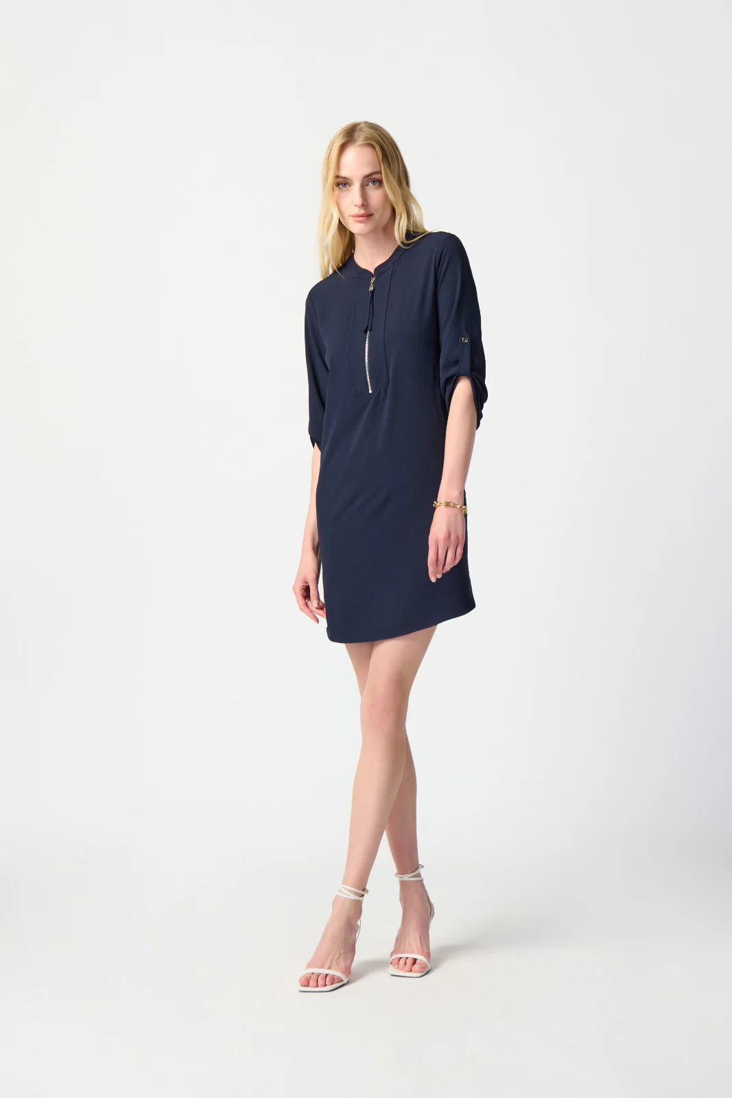 Joseph Ribkoff Mandarin Collar Straight Dress Style 232201S25 - Image 5