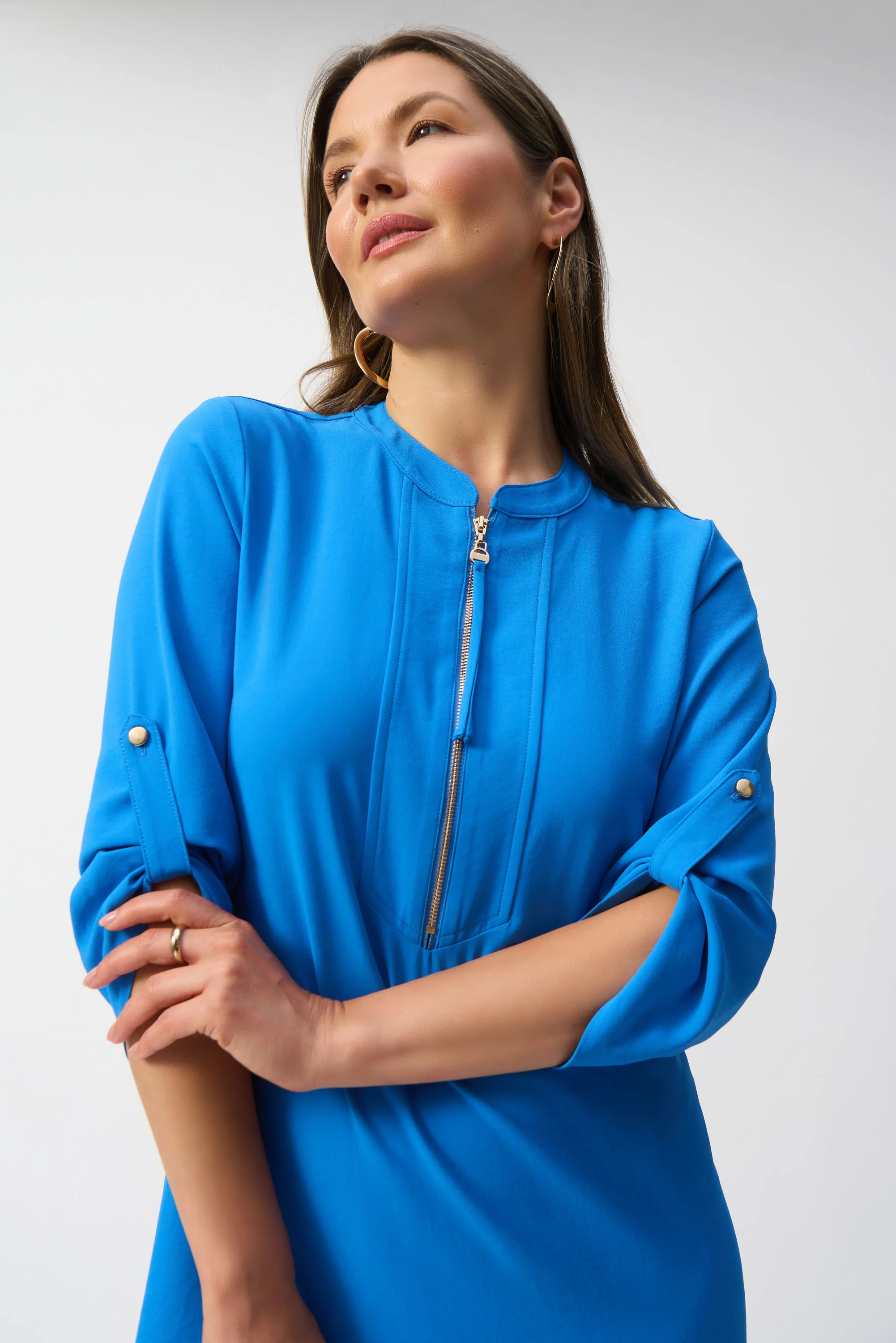 Joseph Ribkoff Mandarin Collar Straight Dress Style 232201S25 - Image 7