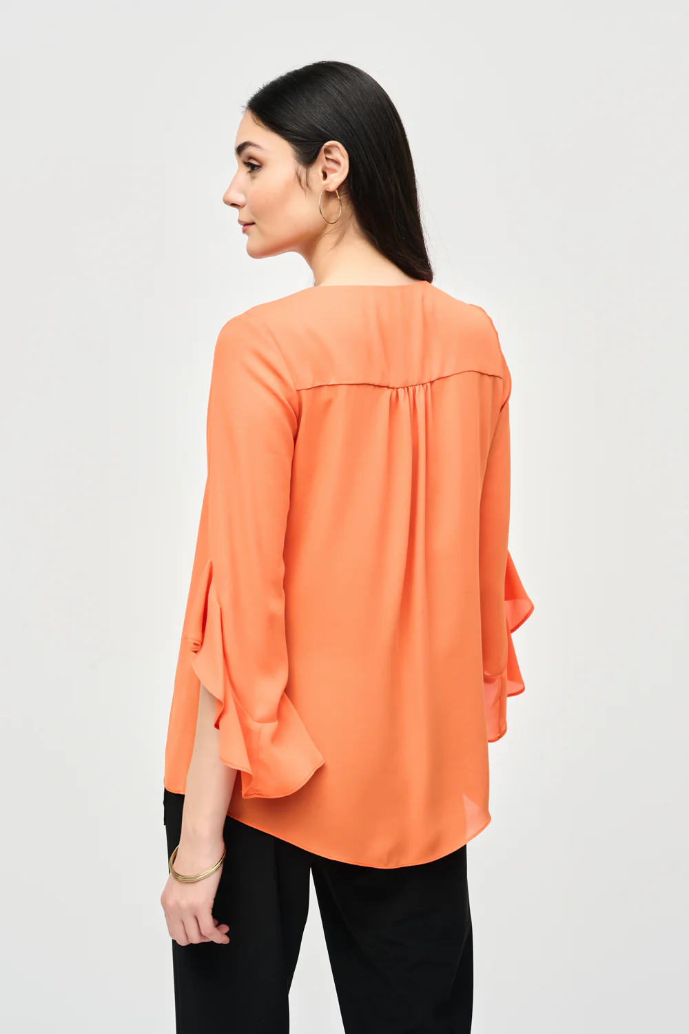 Joseph Ribkoff Mandarin Georgette Top With Ruffled Sleeves Style 241283 - Image 2