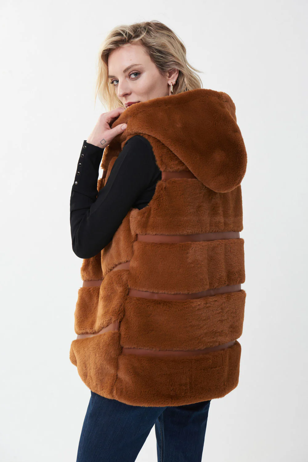 Joseph Ribkoff Maple Faux Fur Sleeveless Jacket Style 223910 - Image 4