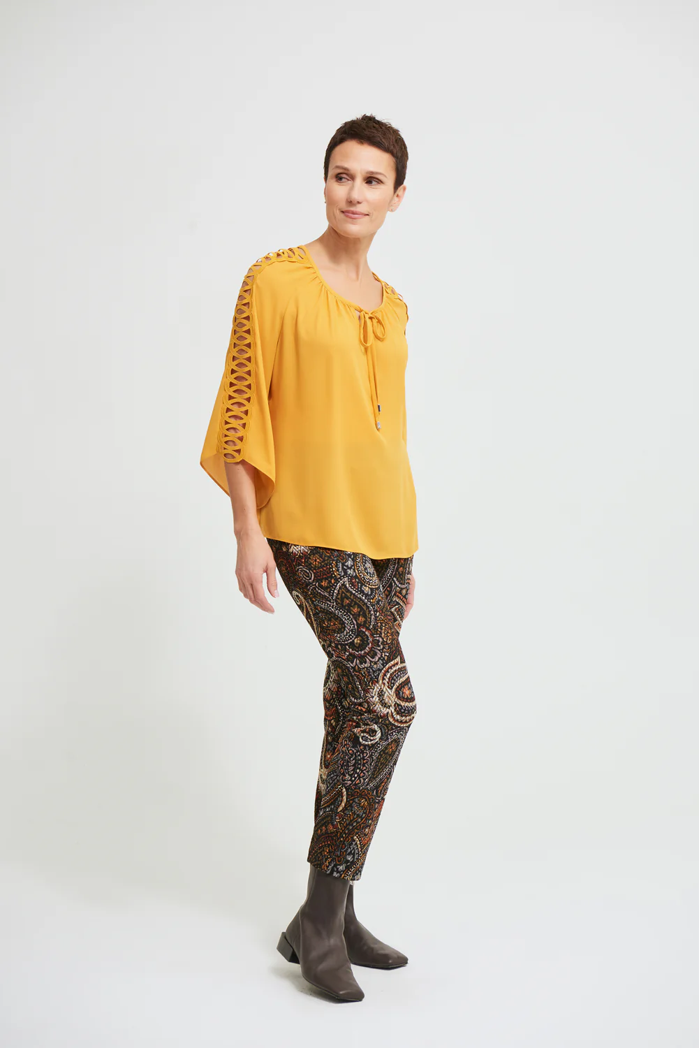 Joseph Ribkoff Marigold Georgette Top Style 213111 - Image 2