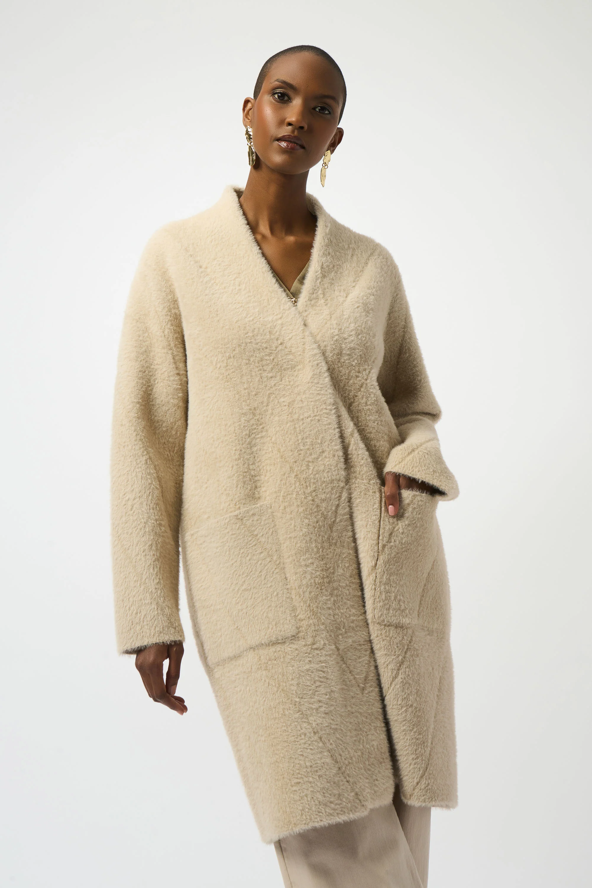 Joseph Ribkoff Feather Yarn Sweater Knit Coat Style 253955