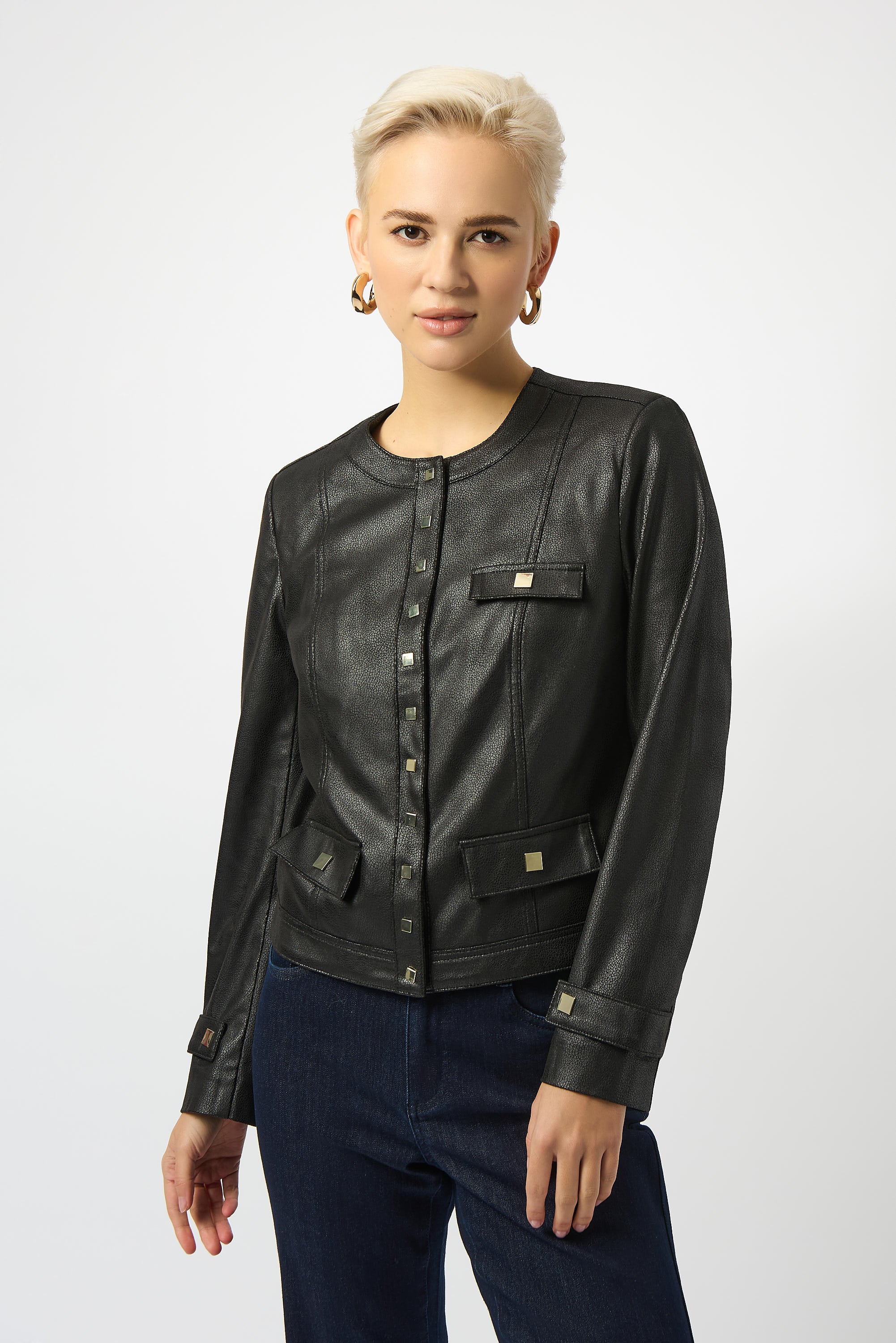Joseph Ribkoff Foiled Faux Suede Fitted Jacket Style 253935 - Image 10