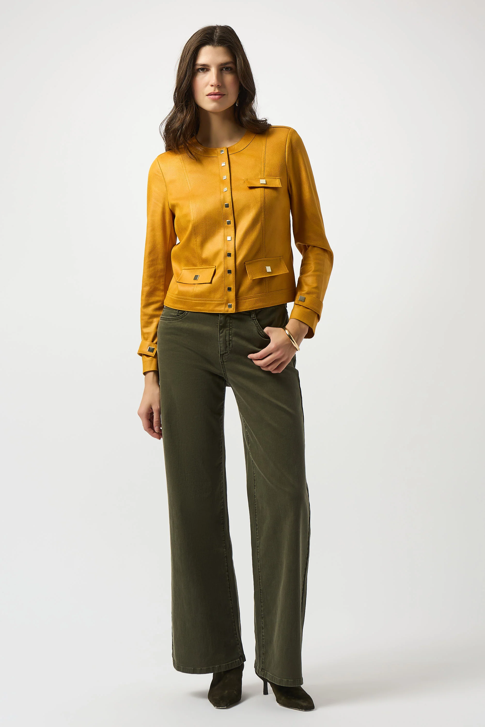 Joseph Ribkoff Foiled Faux Suede Fitted Jacket Style 253935 - Image 6