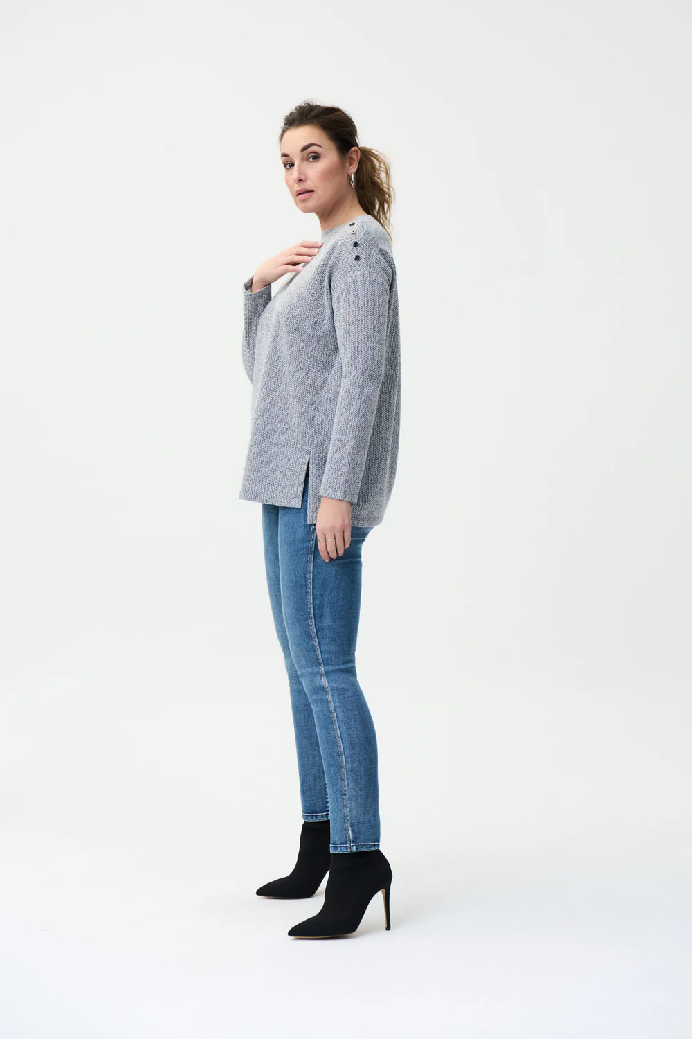 Joseph Ribkoff Medium Blue Denim Pants Style 224954 - Image 4