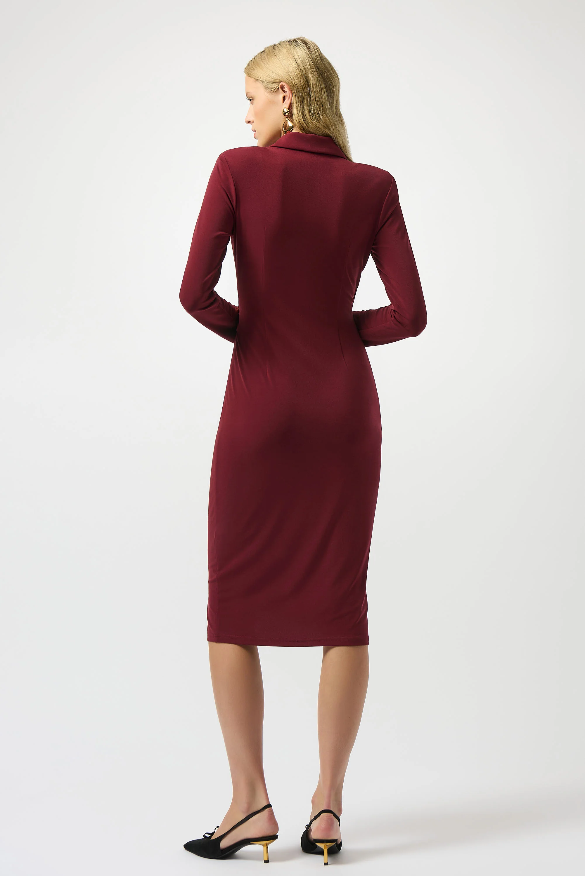 Joseph Ribkoff Merlot Moss Crepe Wrap Dress Style 253145 - Image 4