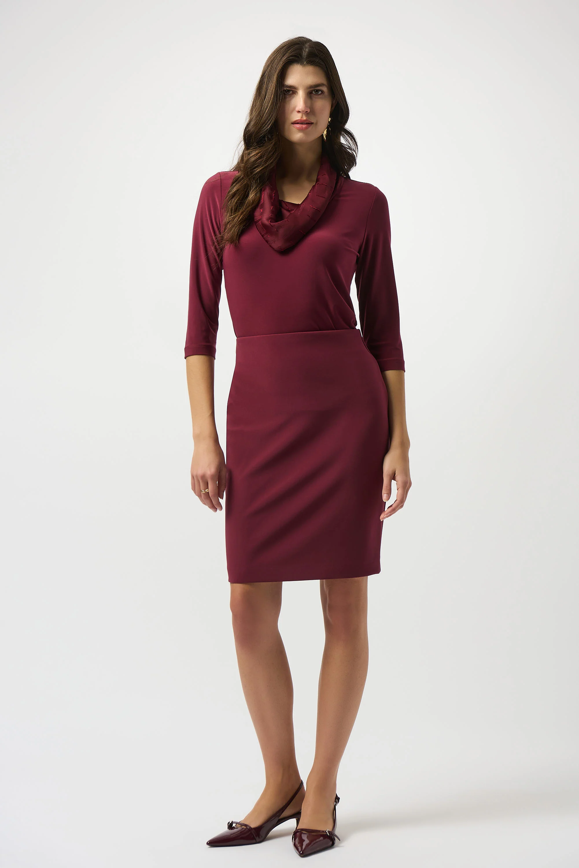 Joseph Ribkoff Silky Knit & Satin Burnout Fitted Top Style 253211 - Image 2