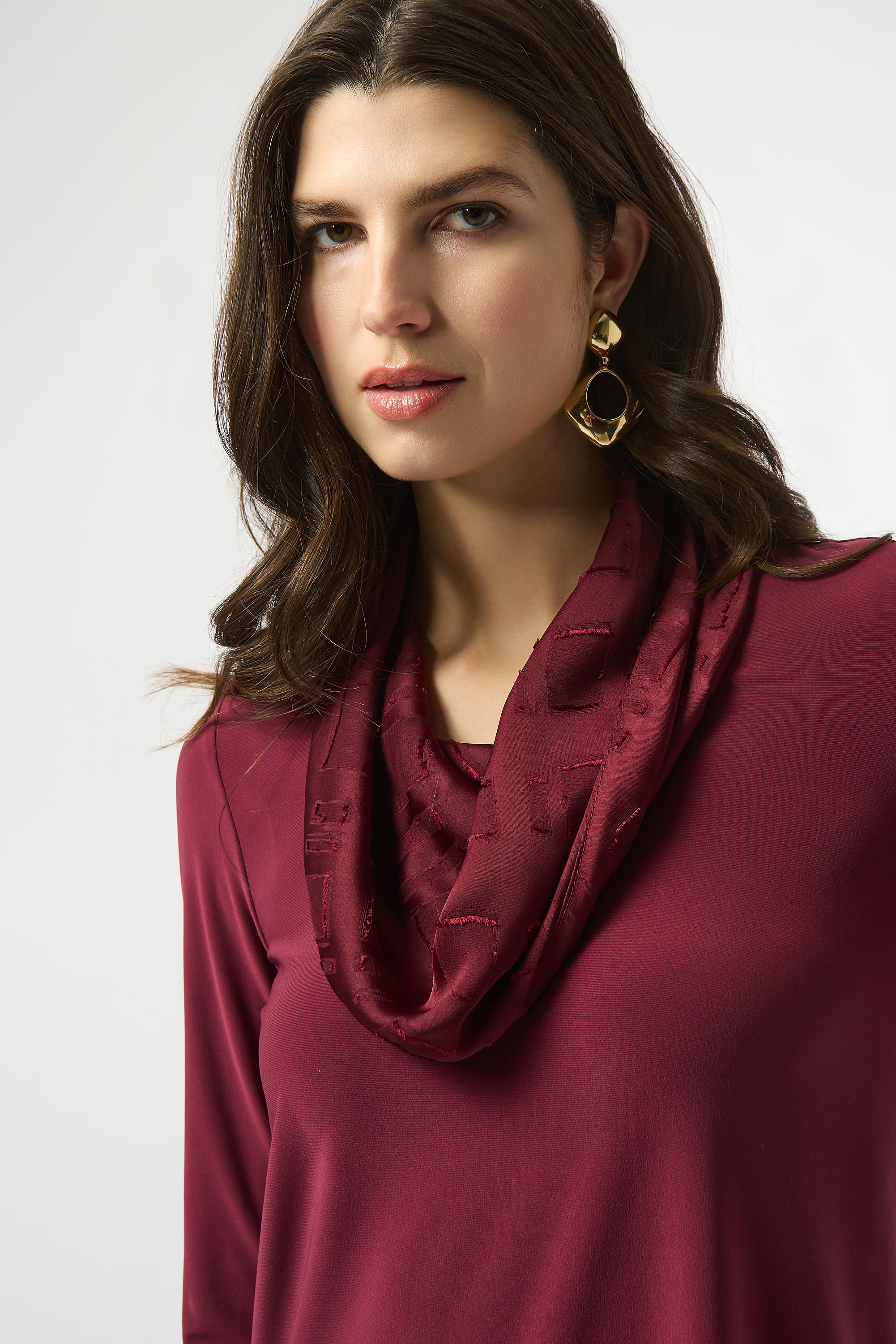 Joseph Ribkoff Silky Knit & Satin Burnout Fitted Top Style 253211 - Image 3