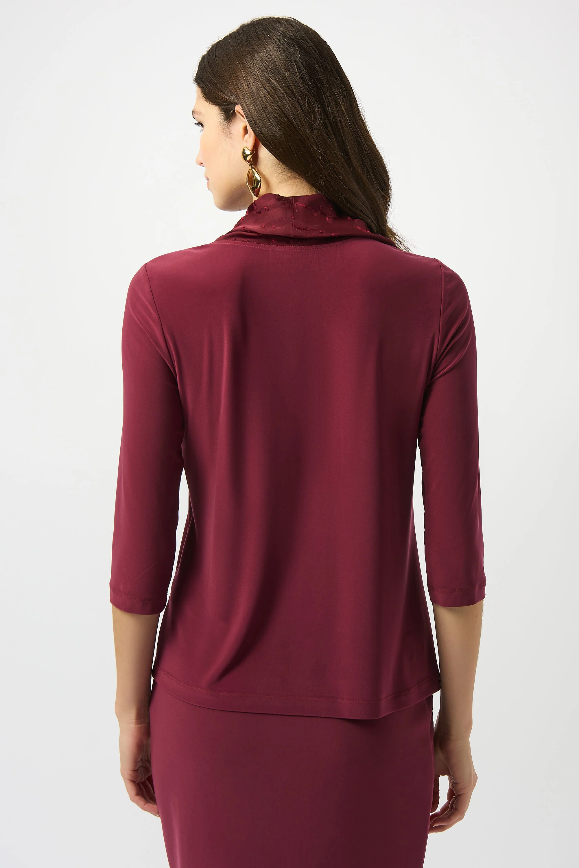 Joseph Ribkoff Silky Knit & Satin Burnout Fitted Top Style 253211 - Image 4