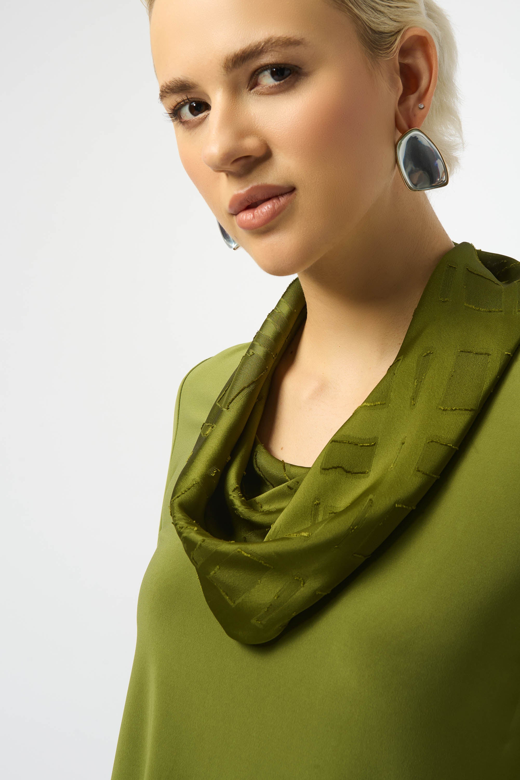 Joseph Ribkoff Silky Knit & Satin Burnout Fitted Top Style 253211 - Image 7