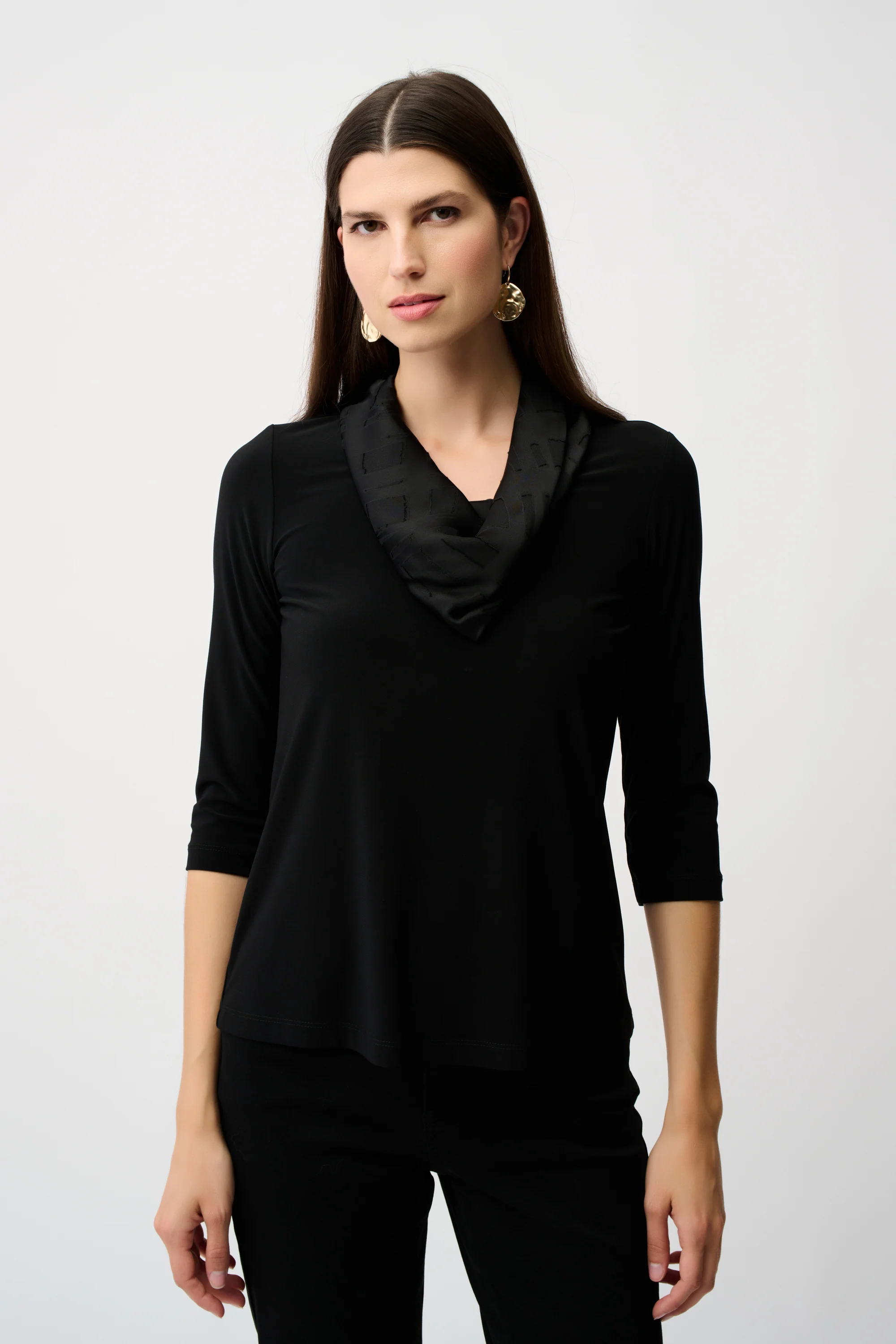 Joseph Ribkoff Silky Knit & Satin Burnout Fitted Top Style 253211 - Image 9
