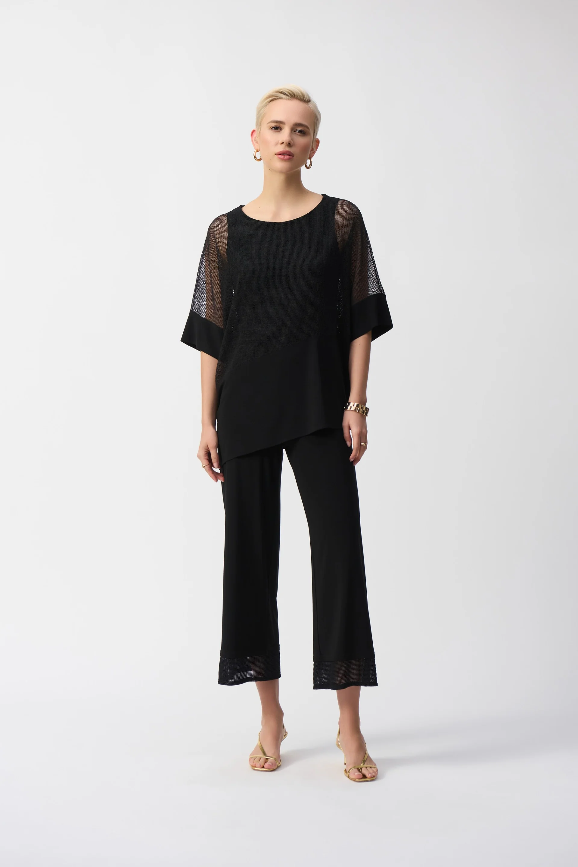 Joseph Ribkoff Mesh And Silky Knit Cocoon Top Style 251092 - Image 11