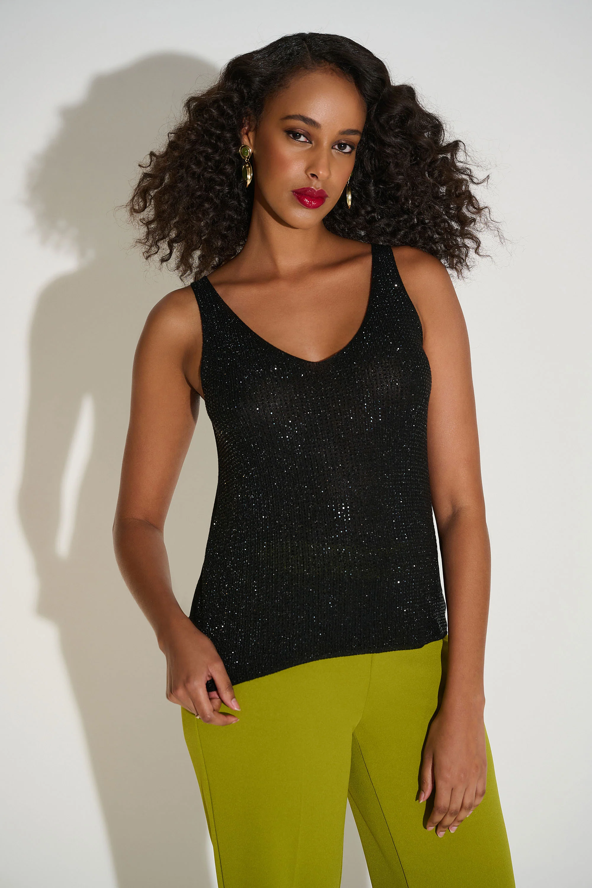 Joseph Ribkoff Metallic Knitted Camisole With Rhinestones Style 252915 - Image 15