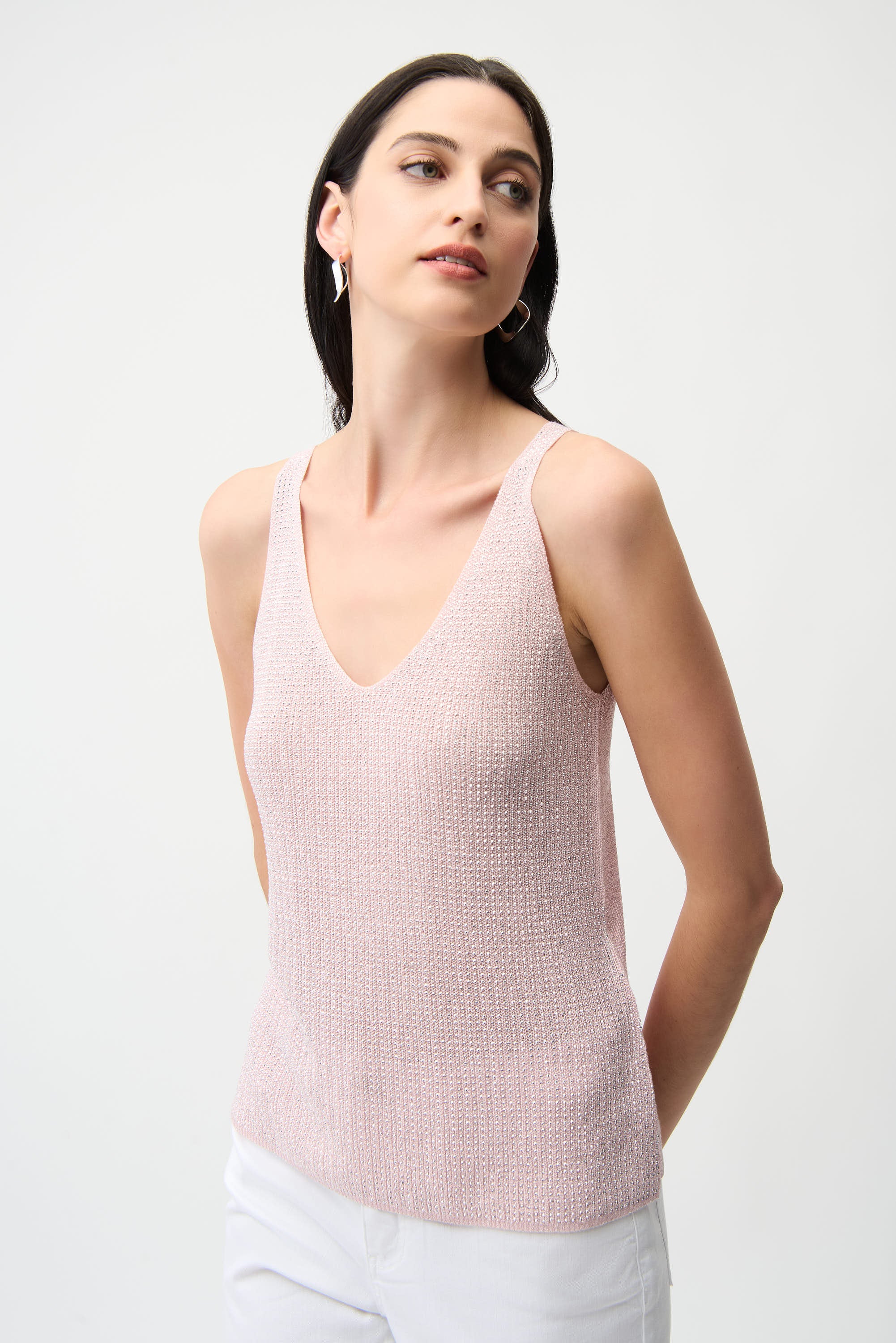 Joseph Ribkoff Metallic Knitted Camisole With Rhinestones Style 252915 - Image 4