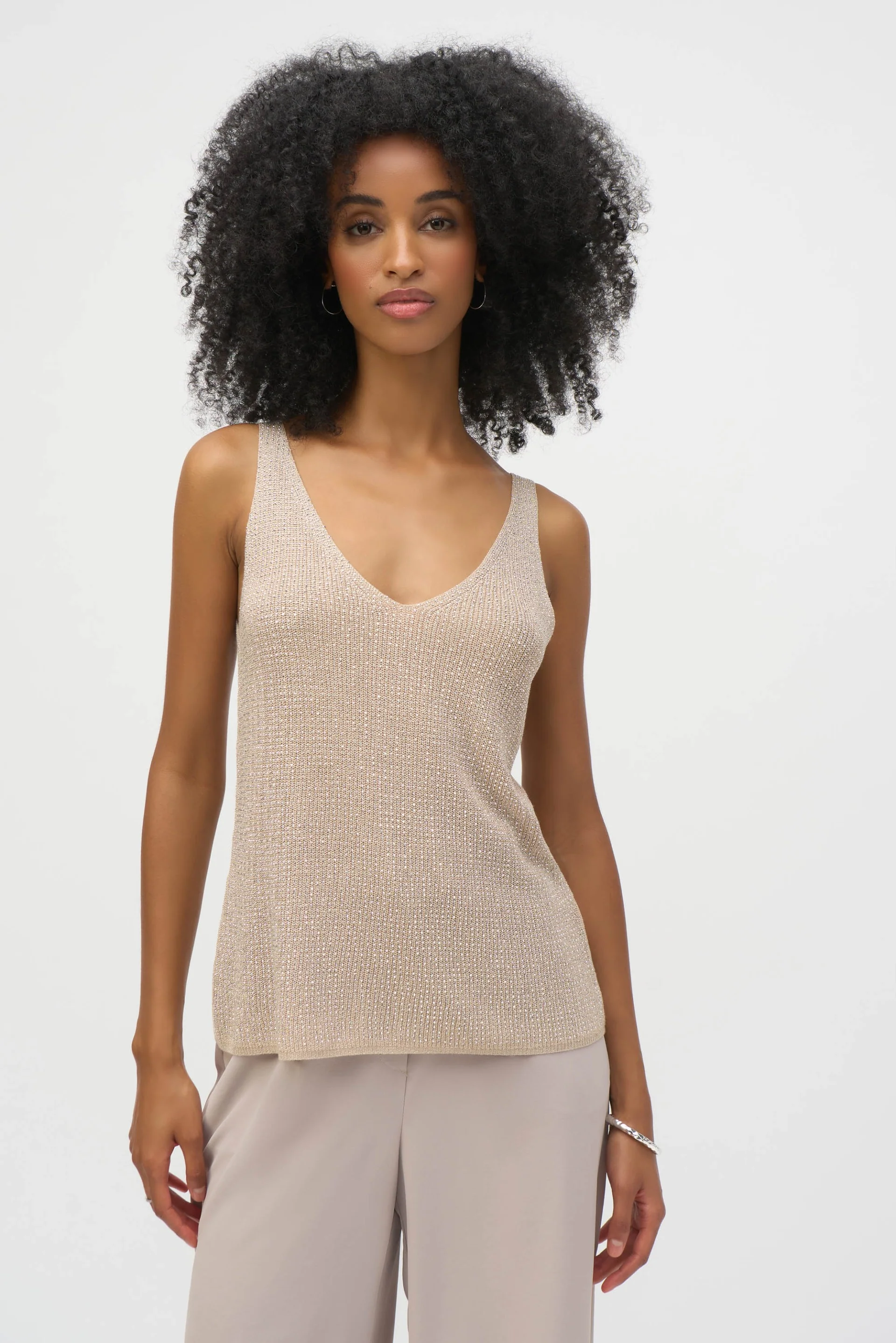 Joseph Ribkoff Metallic Knitted Camisole With Rhinestones Style 252915 - Image 7