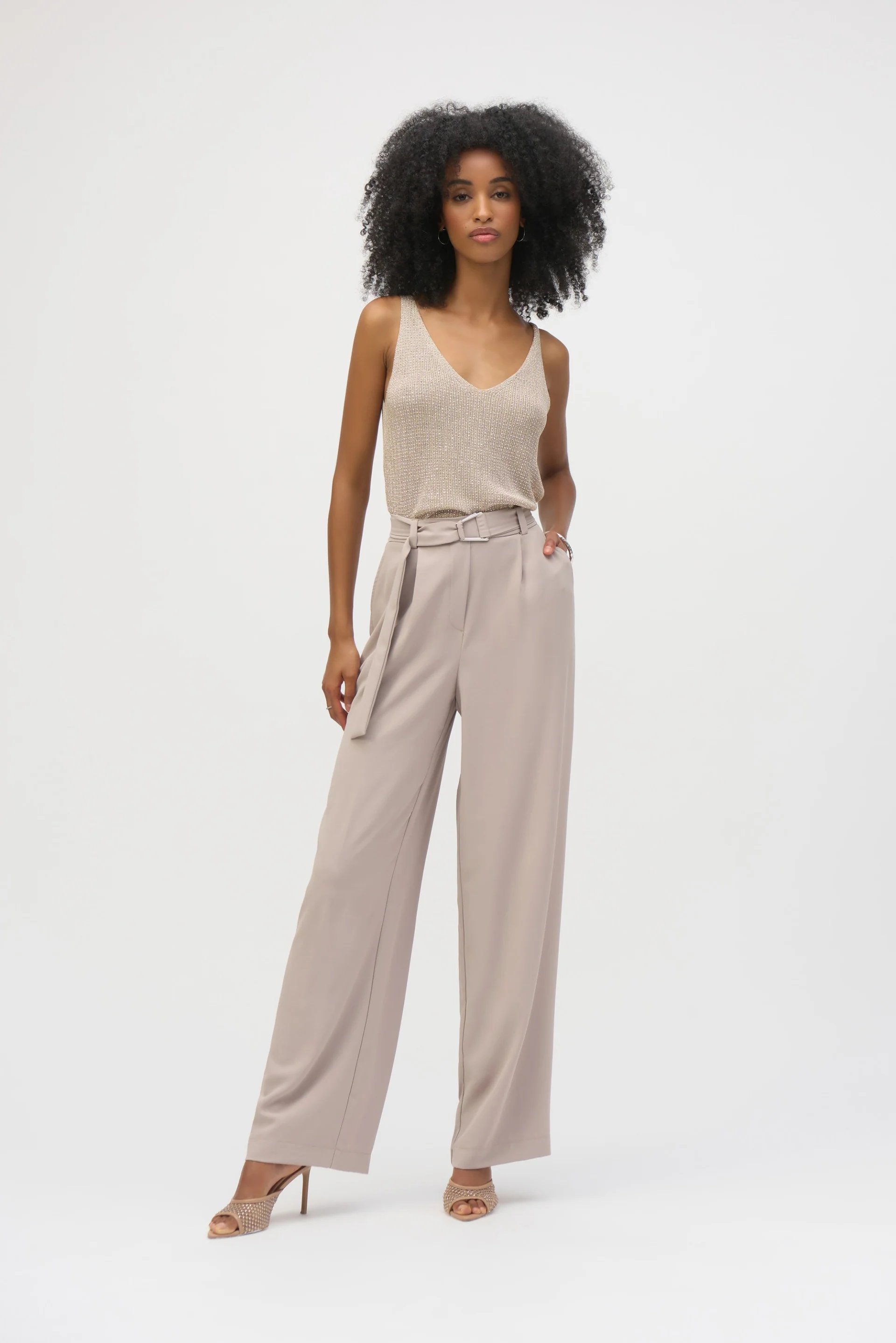 Joseph Ribkoff Metallic Knitted Camisole With Rhinestones Style 252915 - Image 8