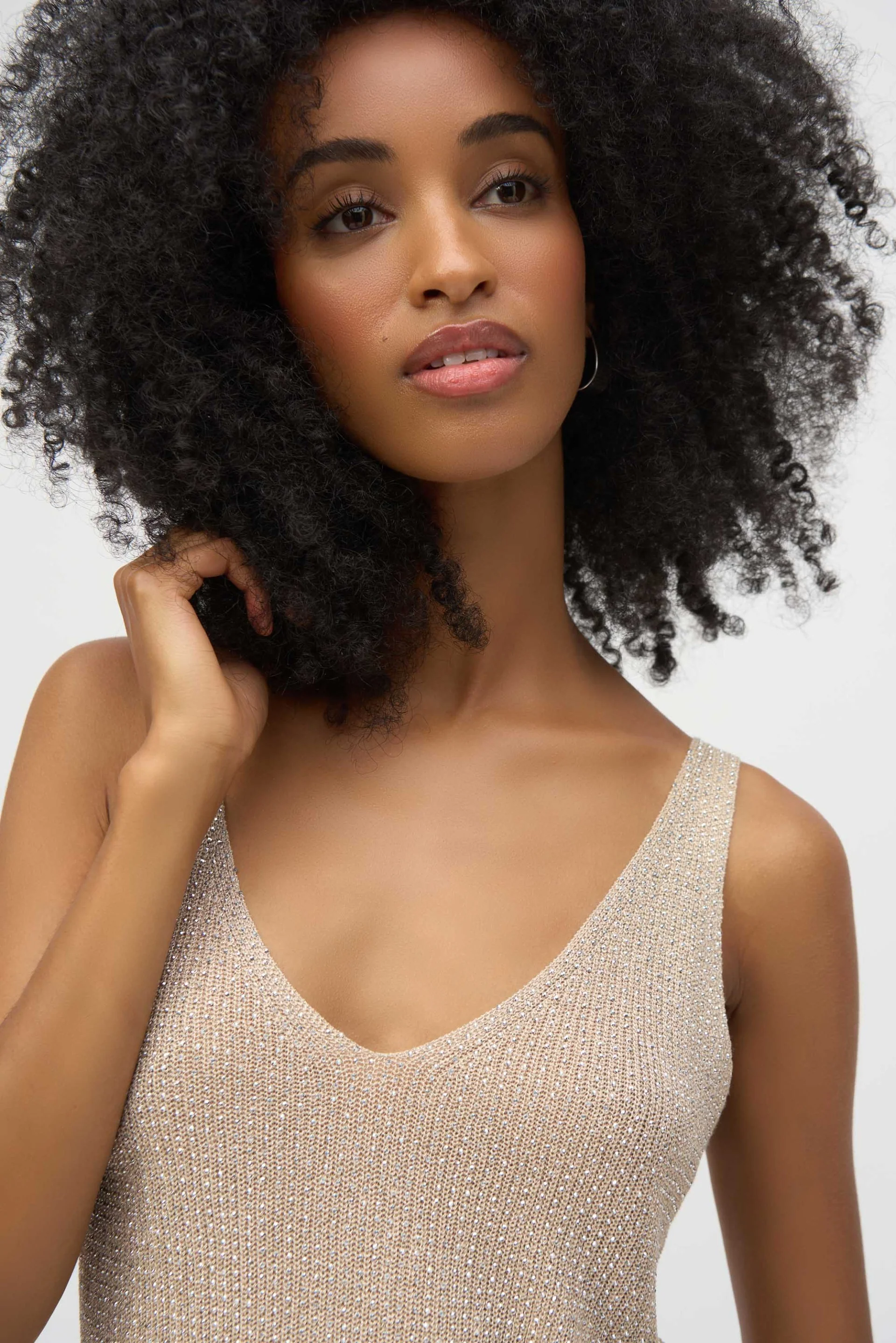 Joseph Ribkoff Metallic Knitted Camisole With Rhinestones Style 252915 - Image 9