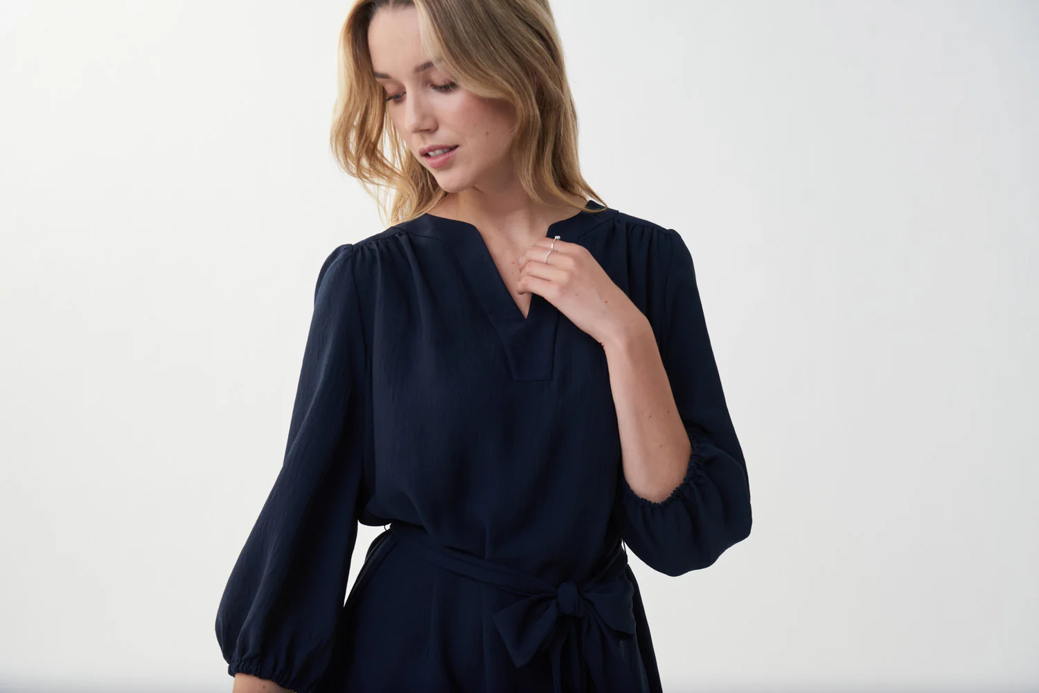 Joseph Ribkoff Midnight Blue 3/4 Sleeve Dress Style 222001 - Image 3