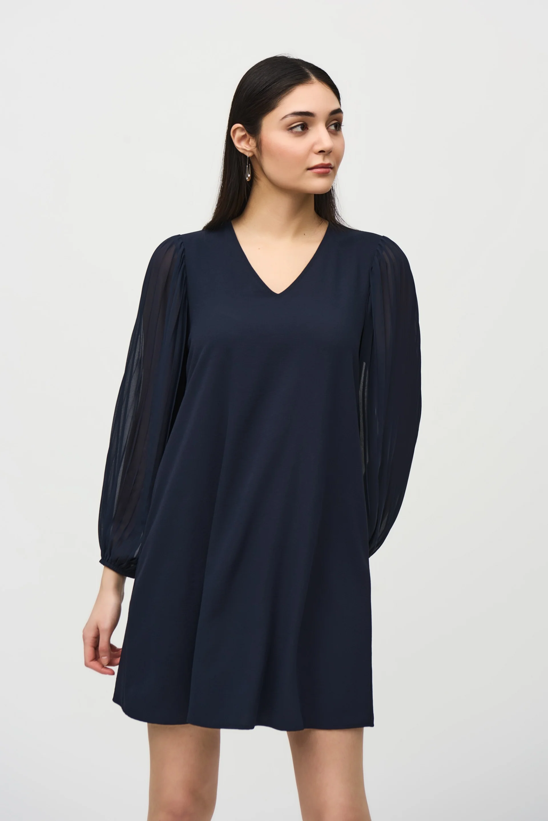 Joseph Ribkoff Midnight Blue A-Line Dress Style 242022 - Image 2
