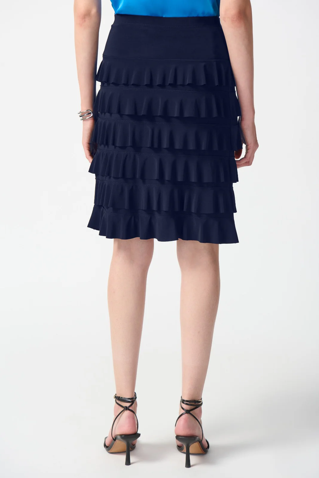 Joseph Ribkoff Midnight Blue A-Line Ruffled Skirt Style 242044 - Image 2