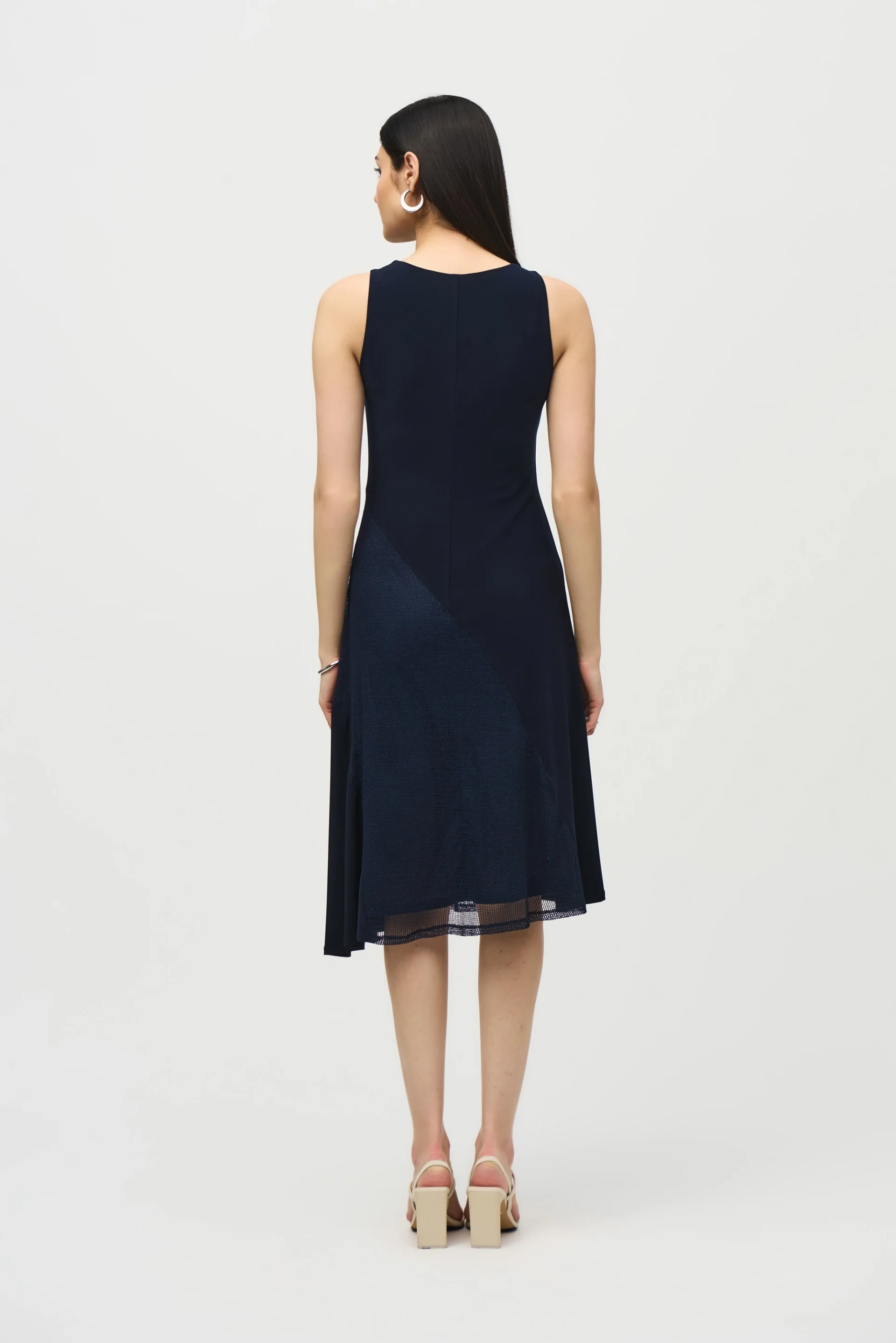 Joseph Ribkoff Midnight Blue Asymmetrical Sleeveless Dress Style 242110 - Image 3