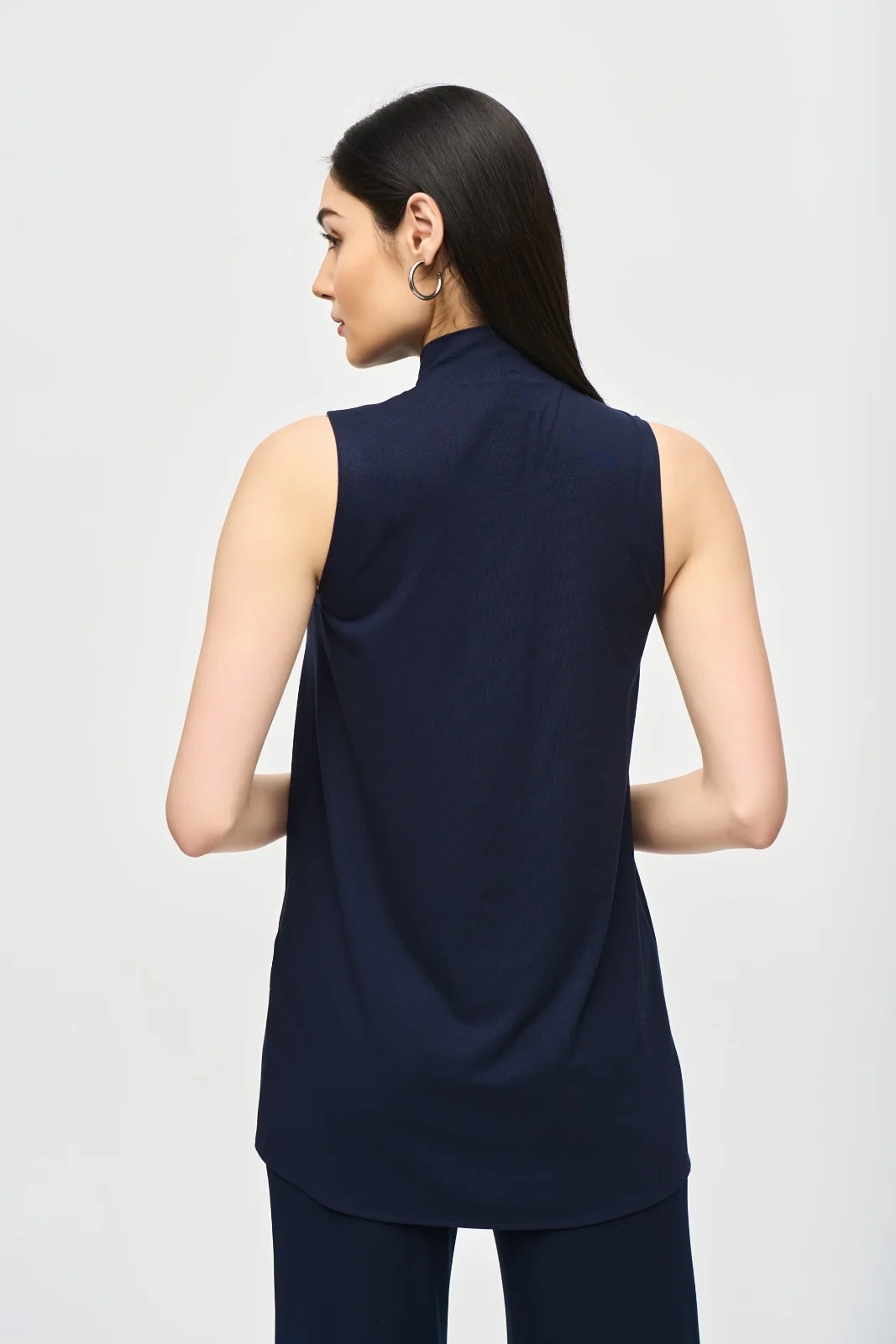 Joseph Ribkoff Midnight Blue Bamboo Jersey Sleeveless Tunic Style 242182 - Image 2