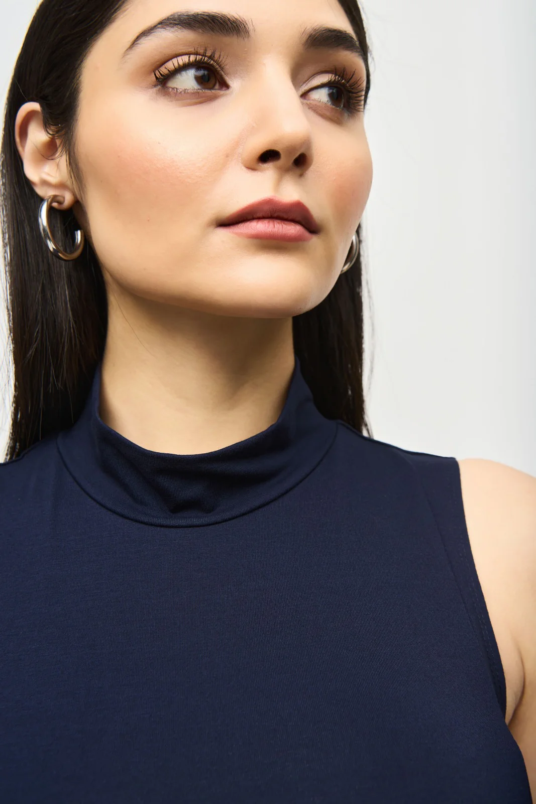 Joseph Ribkoff Midnight Blue Bamboo Jersey Sleeveless Tunic Style 242182 - Image 3
