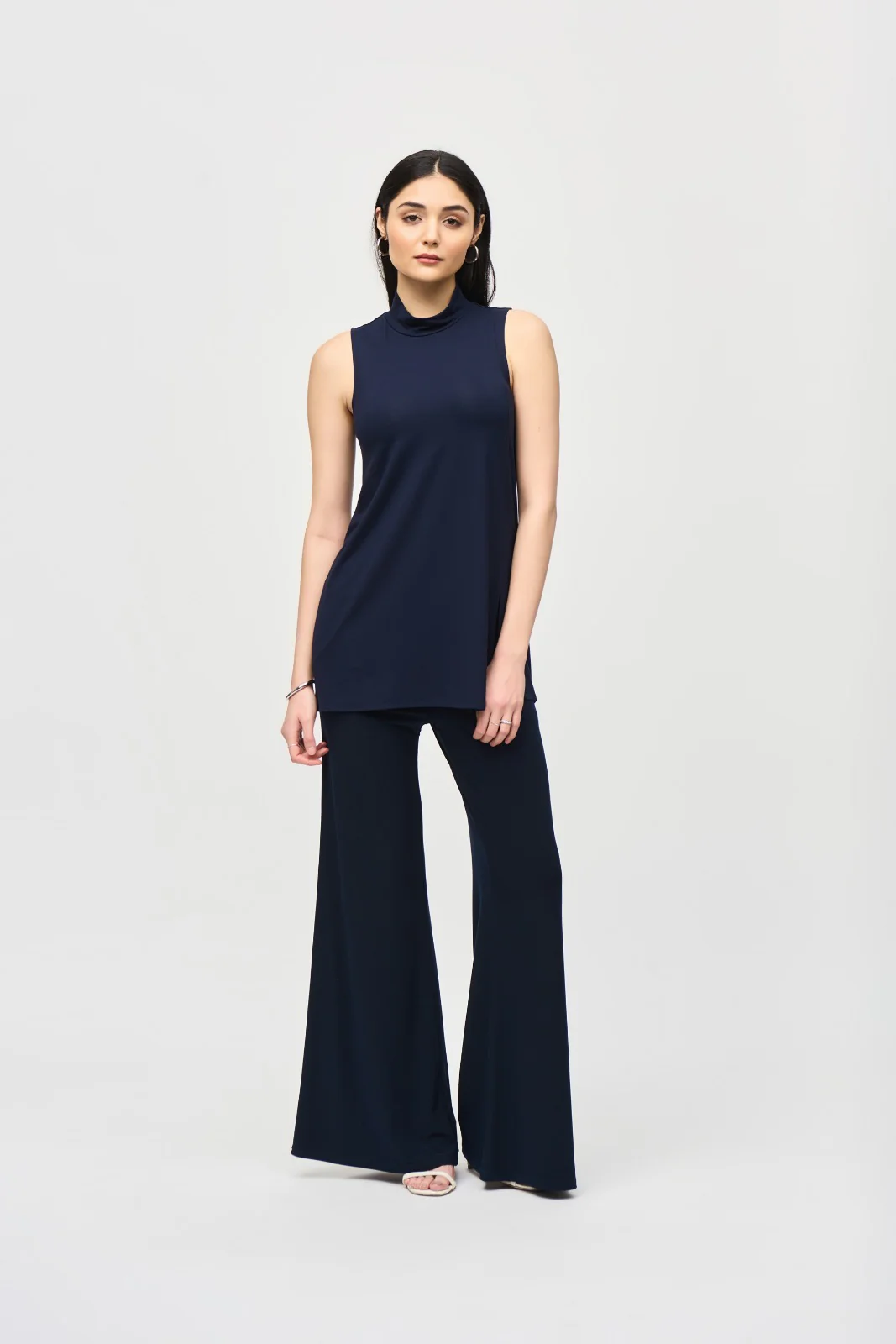 Joseph Ribkoff Midnight Blue Bamboo Jersey Sleeveless Tunic Style 242182 - Image 4
