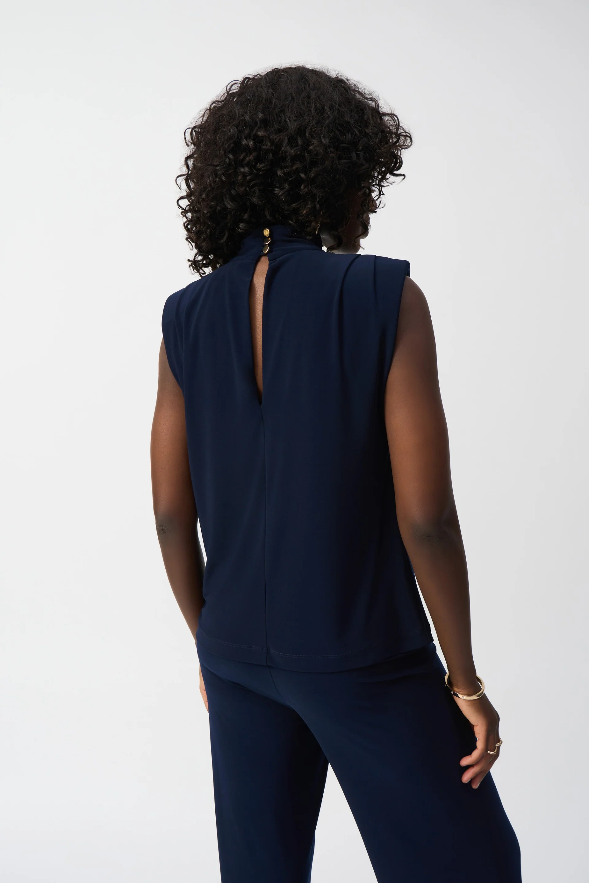 Joseph Ribkoff Midnight Blue Boxy Sleeveless Top Style 251022 - Image 4
