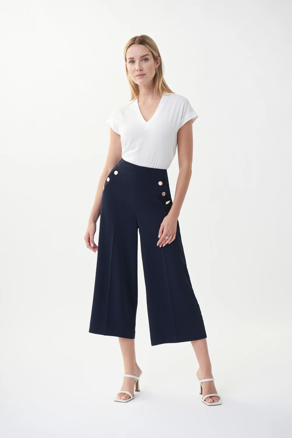 Joseph Ribkoff Midnight Blue Button Detail Pants Style 222227