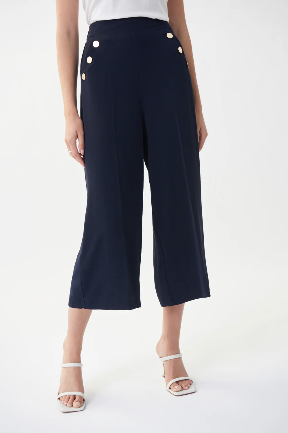Joseph Ribkoff Midnight Blue Button Detail Pants Style 222227 - Image 2