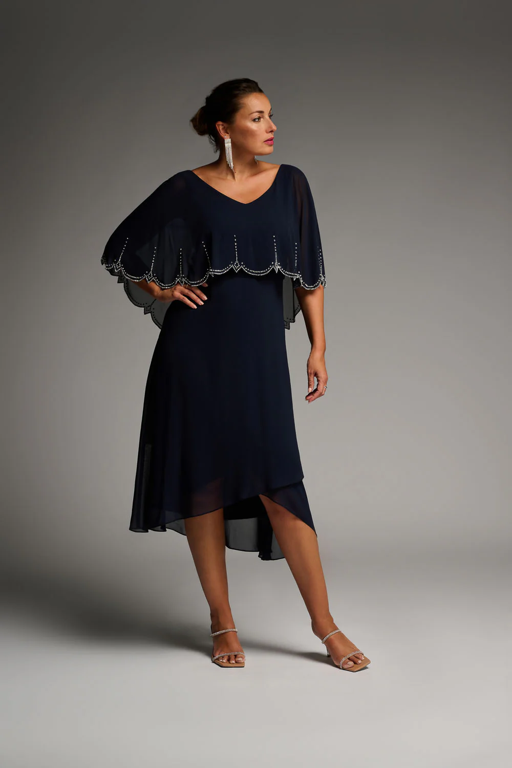 Joseph Ribkoff Midnight Blue Chiffon Overlay Dress Style 223730