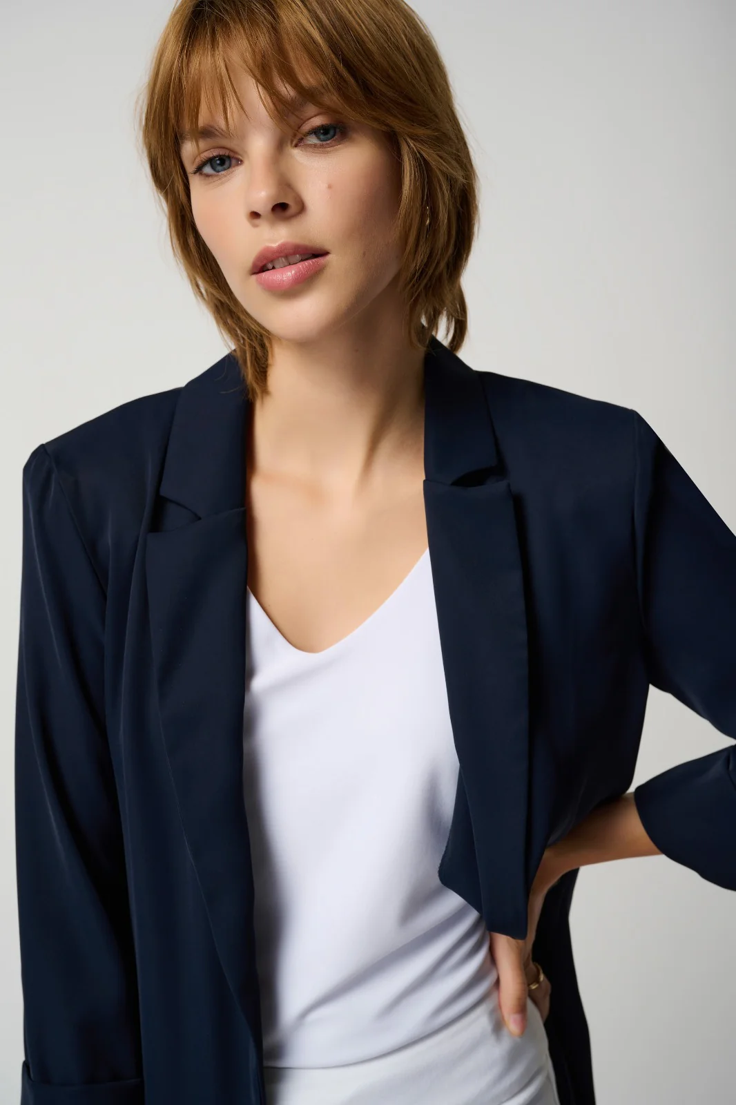 Joseph Ribkoff Midnight Blue Classic Long Blazer Style 211361 - Image 2