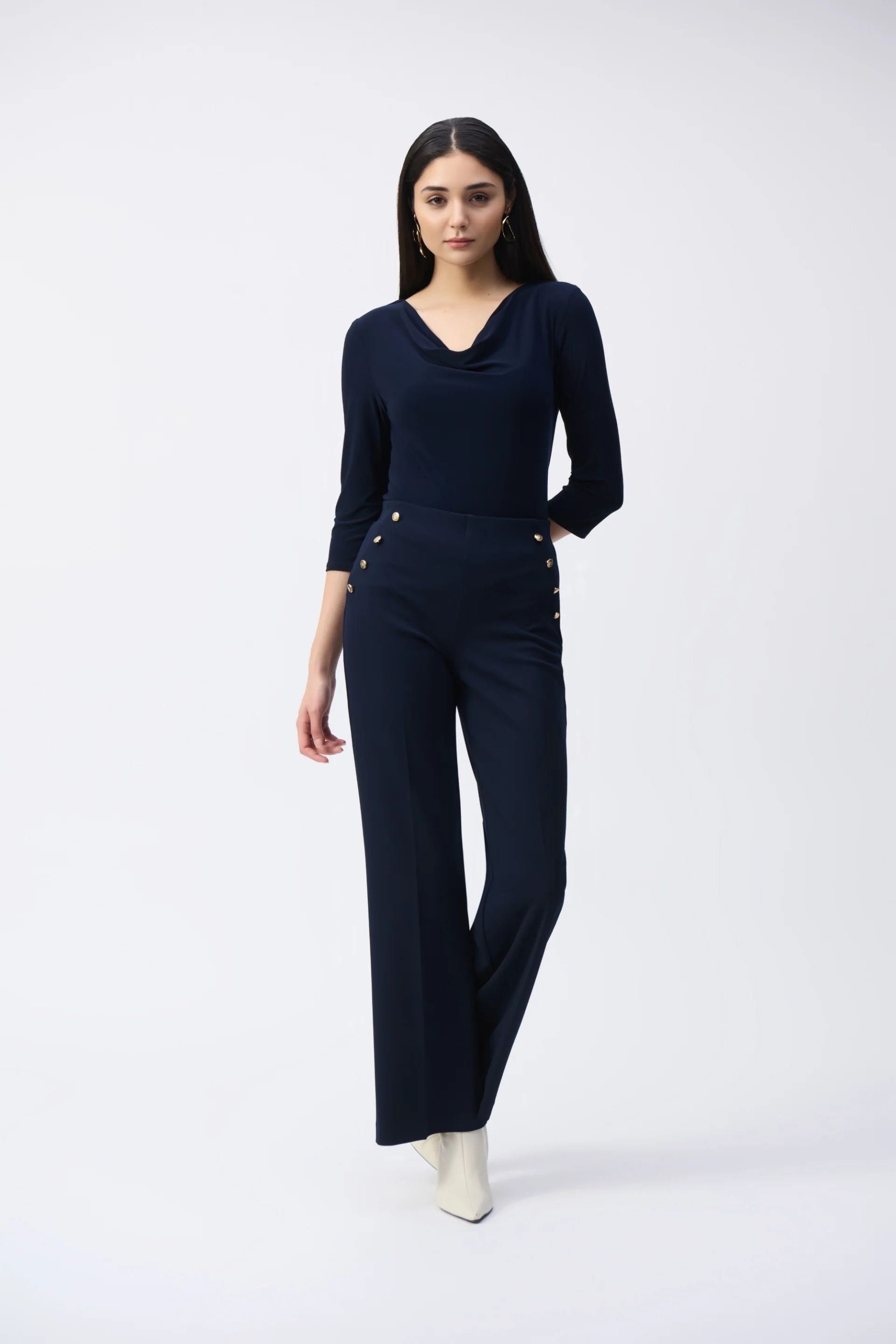 Joseph Ribkoff Midnight Blue Cowl Neck Top Style 243318 - Image 3
