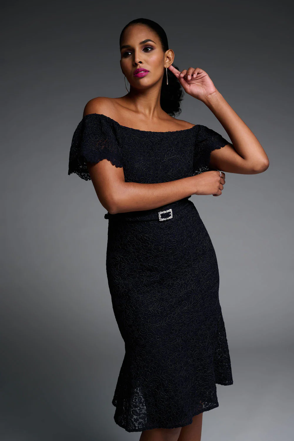Joseph Ribkoff Midnight Blue décolleté Dress Style 223703 - Image 2