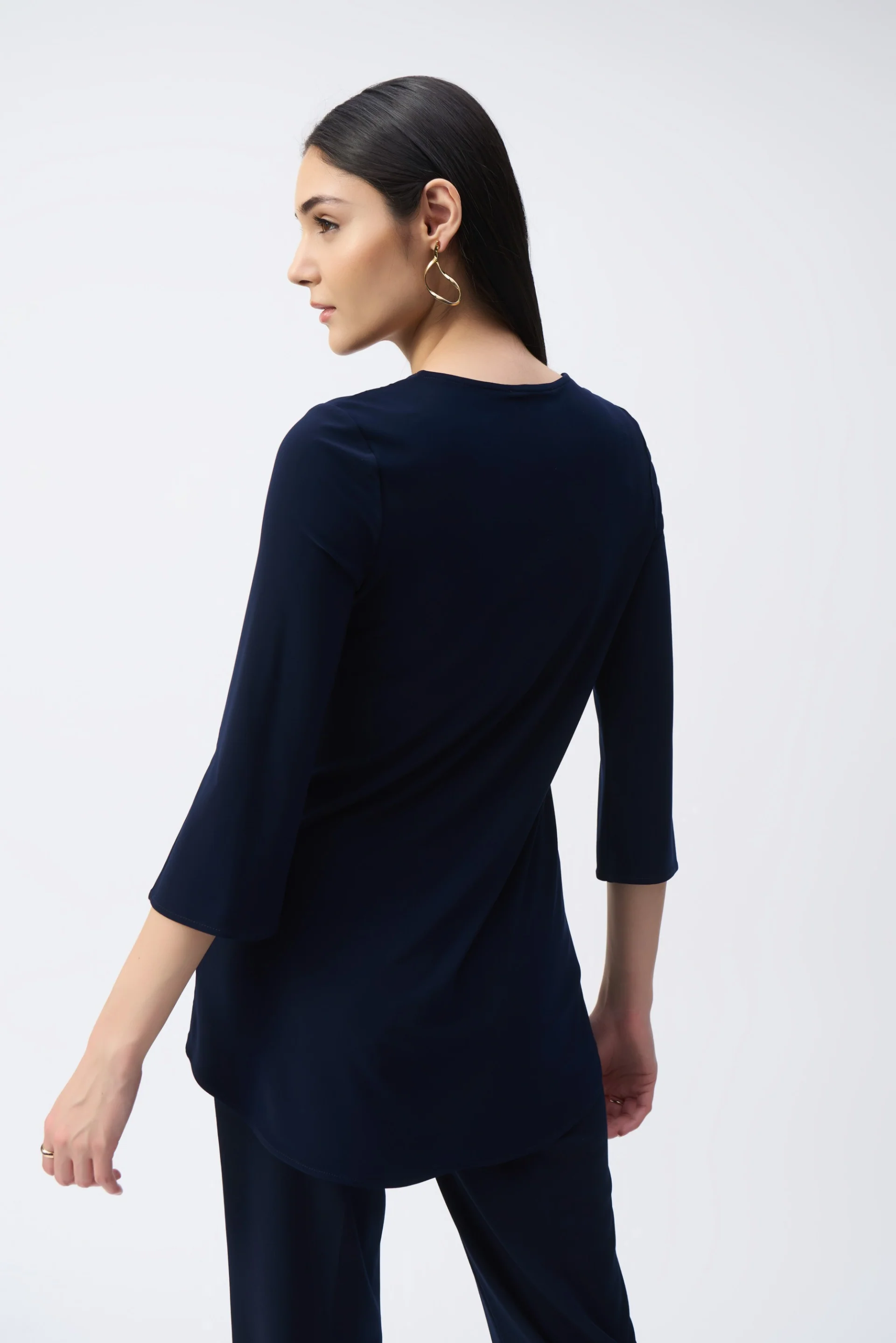 Joseph Ribkoff Midnight Blue Flared V-Neck Tunic Style 243122 - Image 2