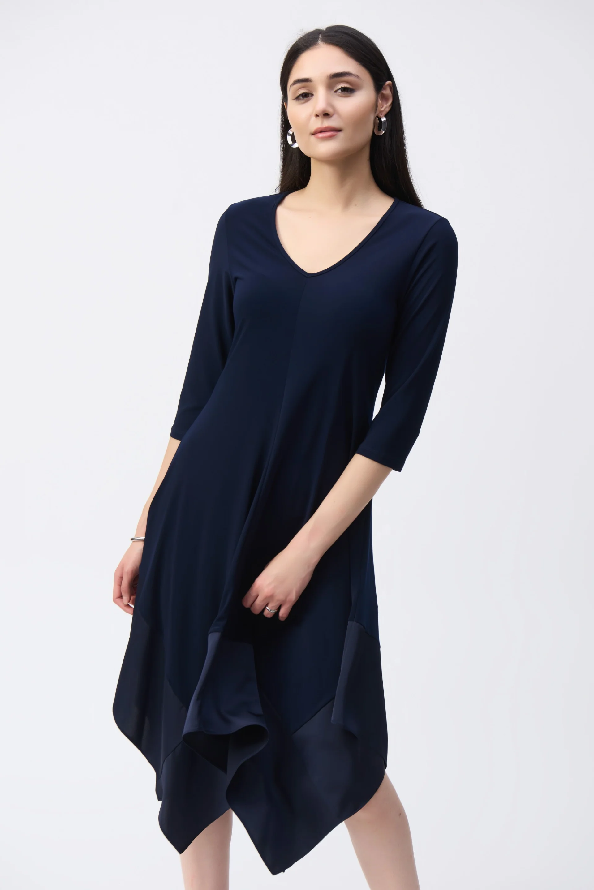 Joseph Ribkoff Midnight Blue Handkerchief Dress Style 243092 - Image 2