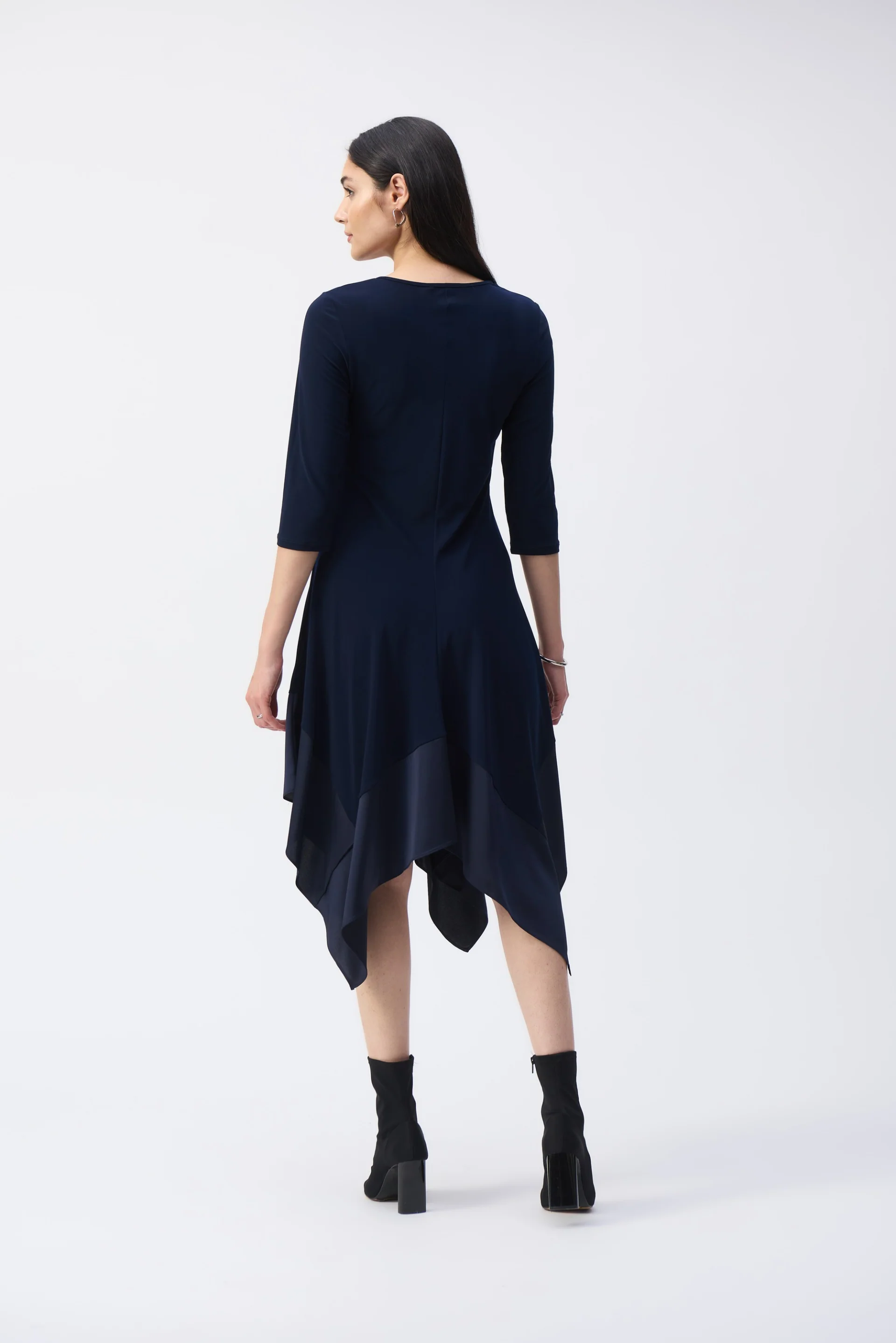 Joseph Ribkoff Midnight Blue Handkerchief Dress Style 243092 - Image 3